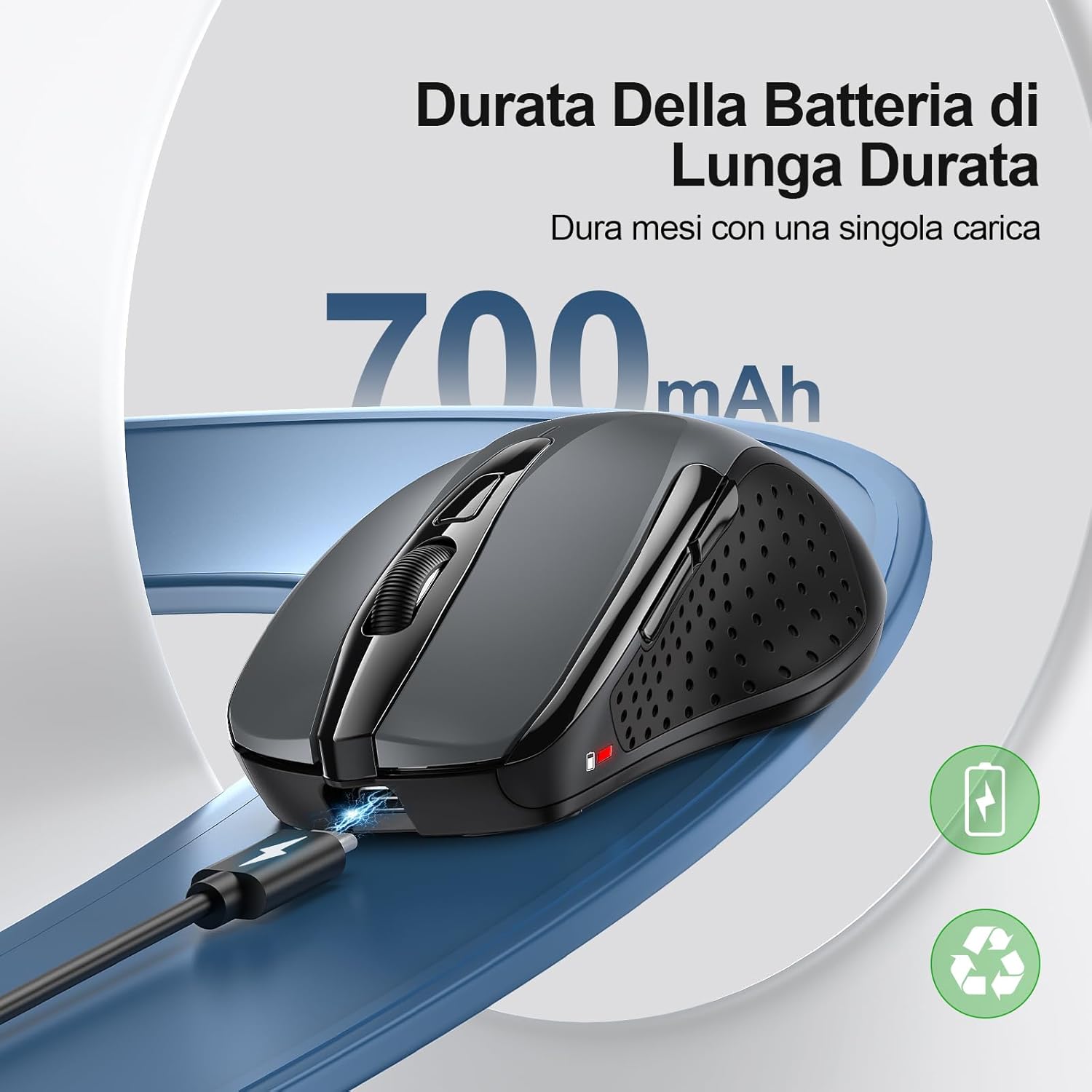 Tecknet Mouse Wireless Ricaricabile Silenzioso 4800 DPI - immagine 2