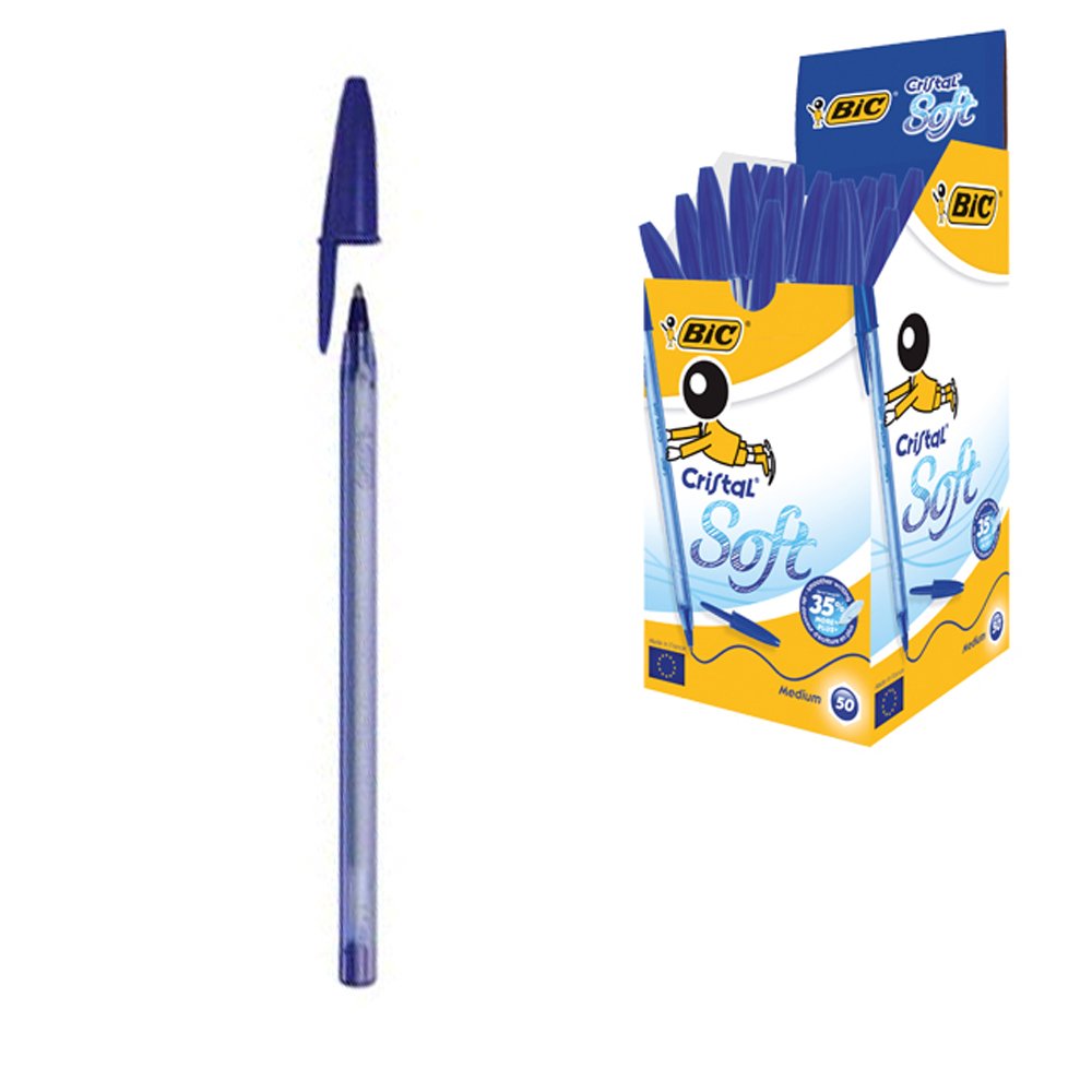Bic Cristal Soft - Penne Blu a Sfera 1.2mm, 50 Unità