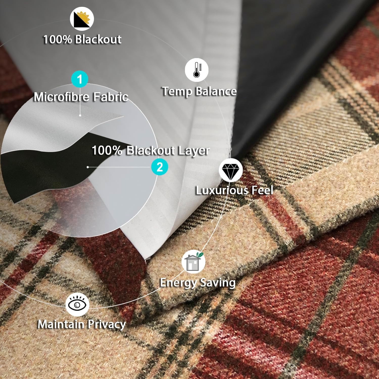 Always4u Tende Oscuranti 100% con Occhielli, Rosso Scuro - immagine 4