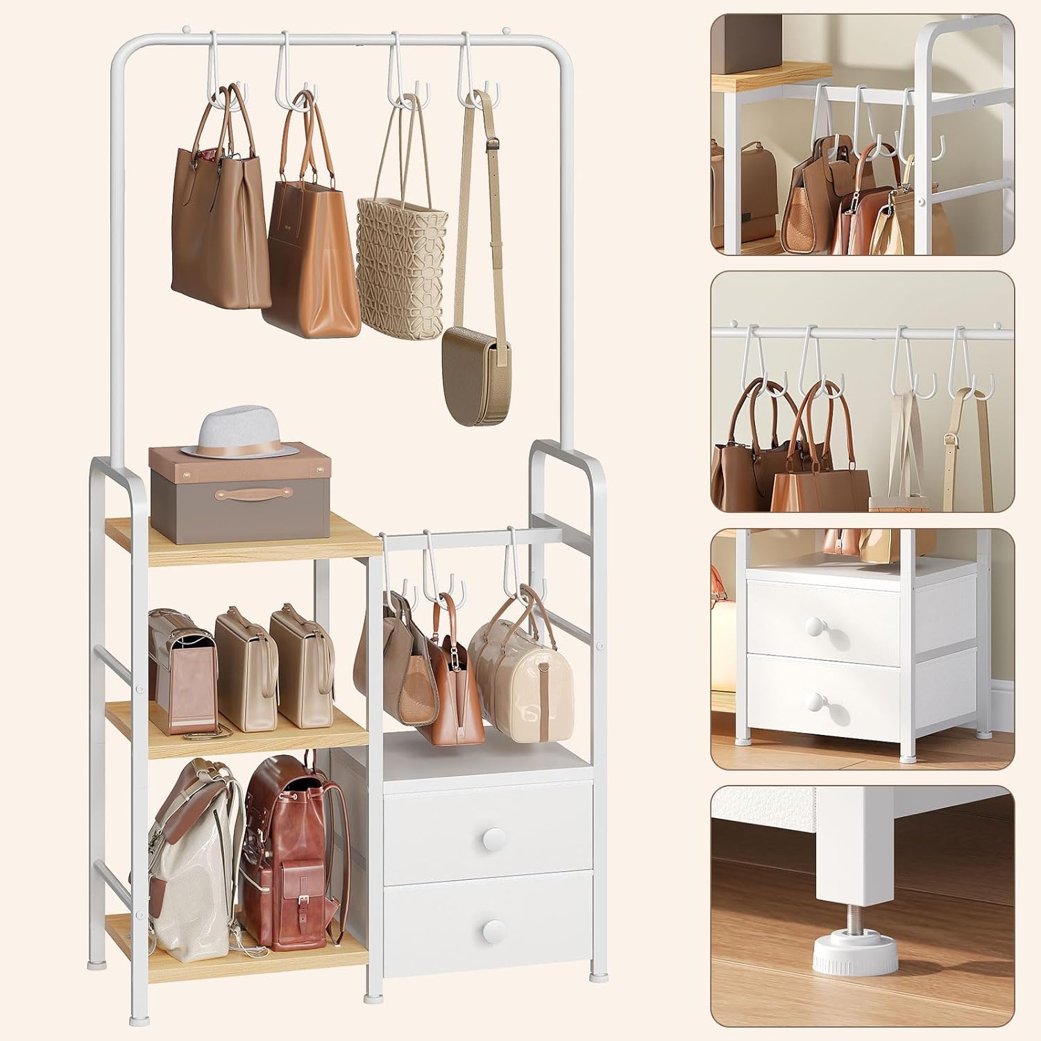 Hoobro Scaffale da Appendere 3 Ripiani per Borse - immagine 6