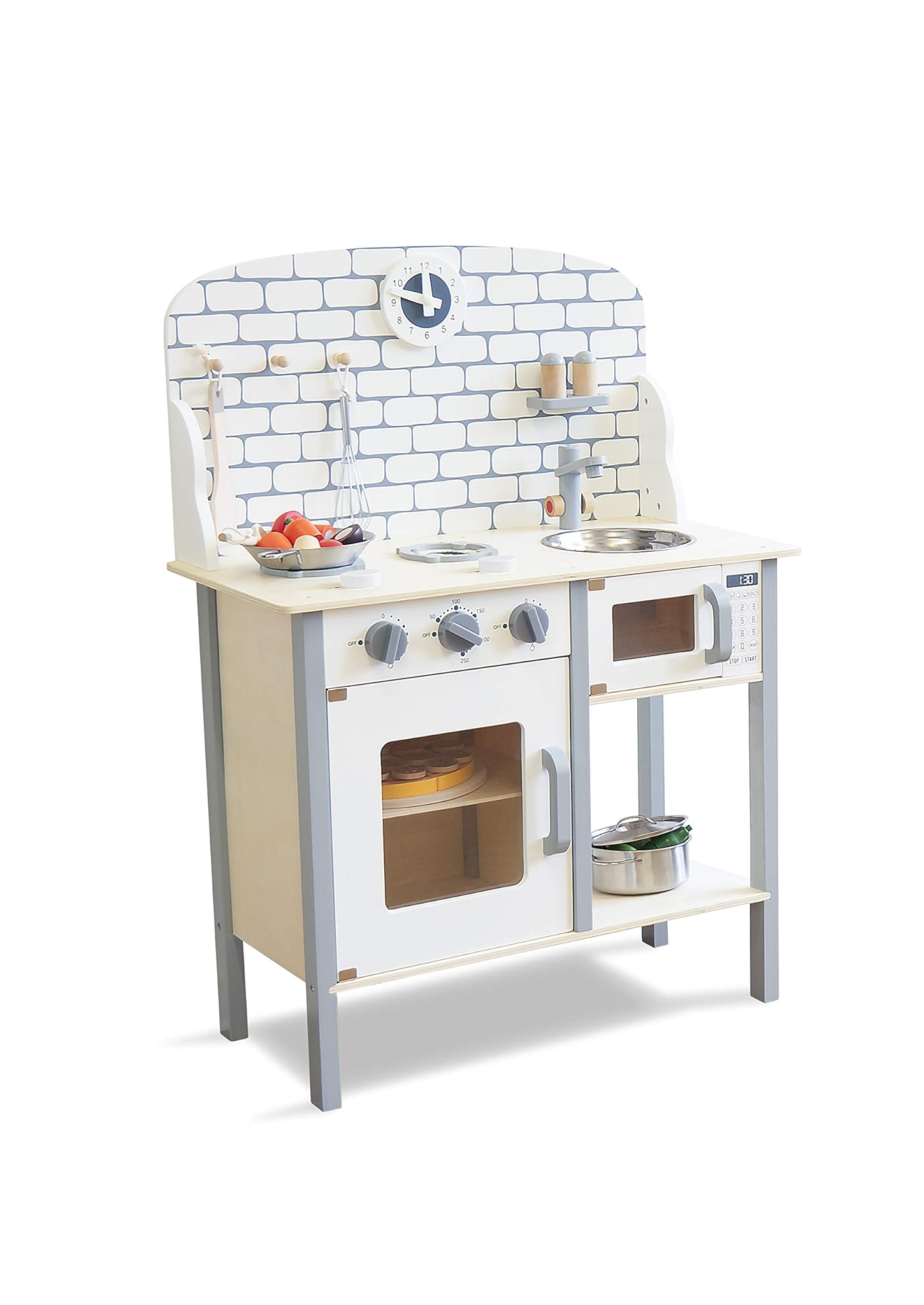 Cucina Giocattolo in Legno per Bambini, Grigio FSC