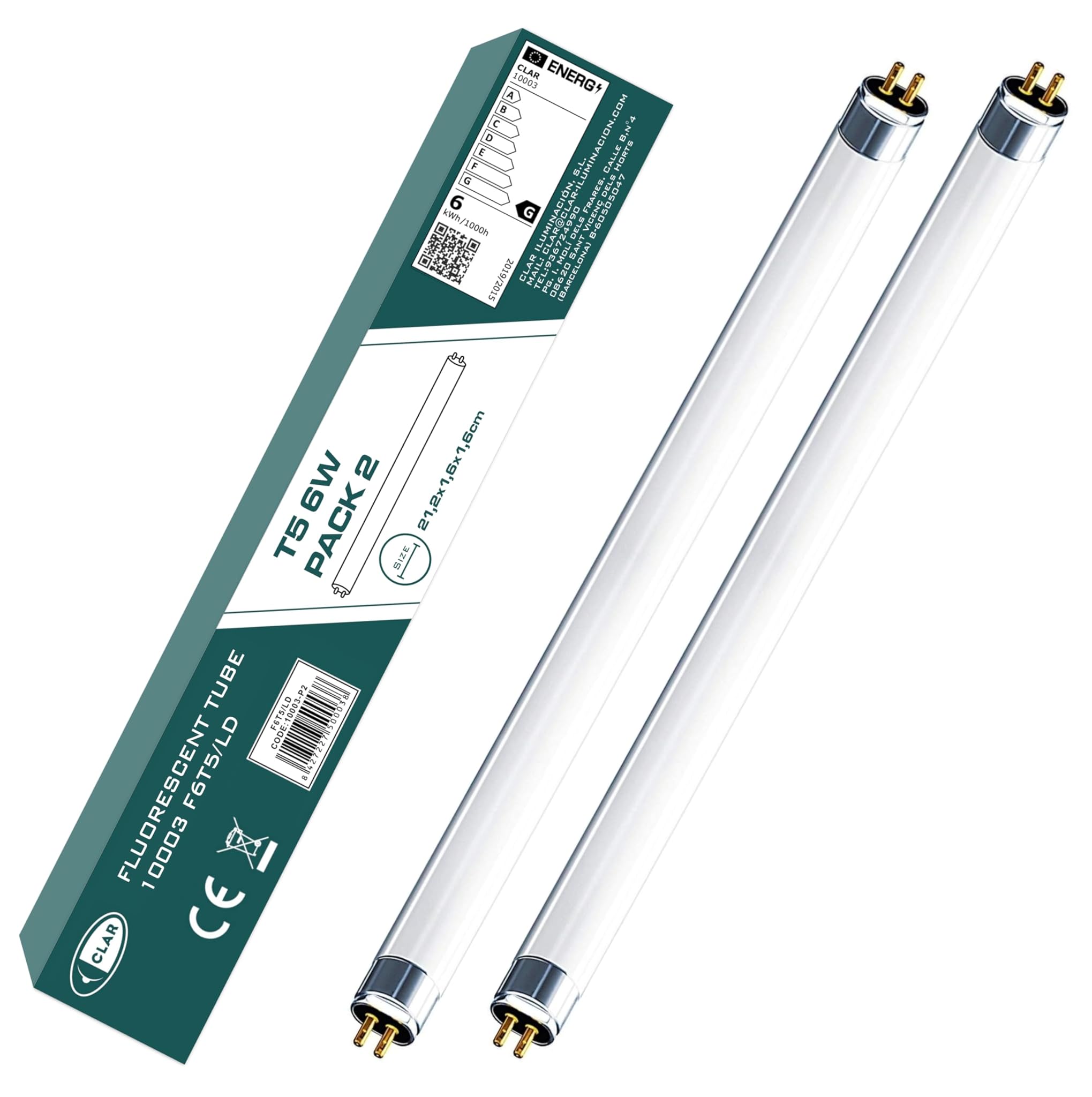 Clar Tubo Fluorescente T5 6W (2 Pezzi)