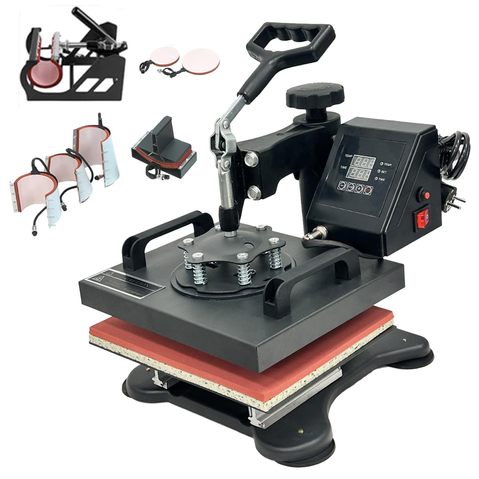 Sdkehui Pressa a Caldo 8 in 1 Nera 25x30 cm