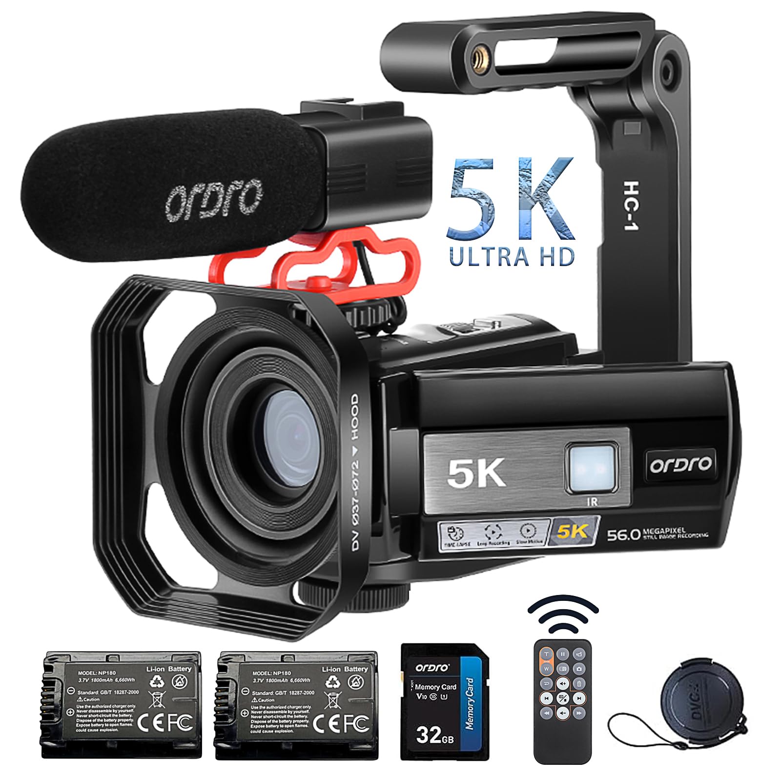 Ordro AE20 Videocamera 5K 56MP con Visione Notturna IR