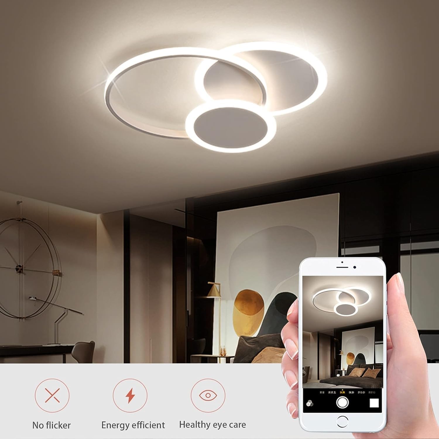 Mounm Plafoniera LED Soffitto Moderna Dimmerabile - immagine 3