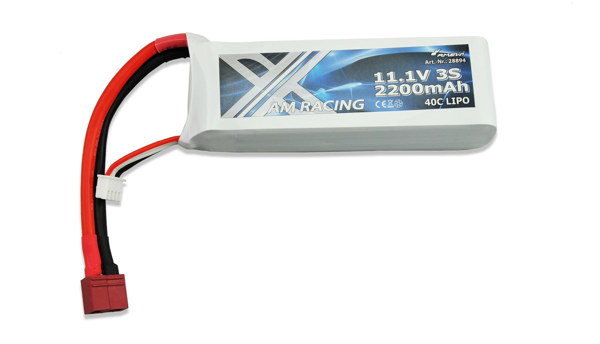 Amewi 28894 – Batteria 11,1 V 2200 mAh 40 C LiPo per Wave X, Warrior, Veicolo