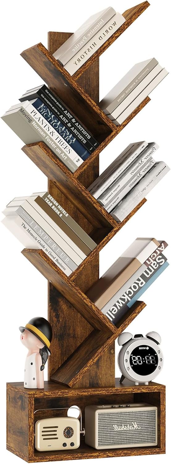 Ymyny Libreria ad Albero 6 Ripiani con Cassetti, Marrone - immagine 1