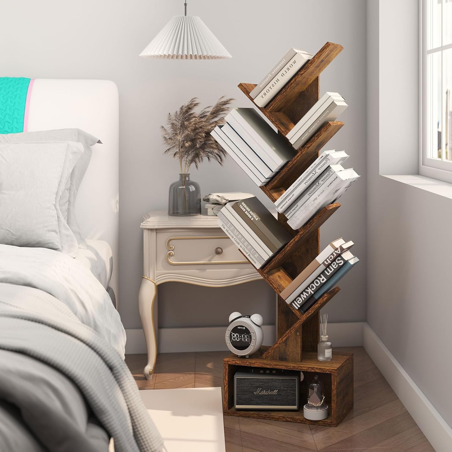 Ymyny Libreria ad Albero 6 Ripiani con Cassetti, Marrone - immagine 5