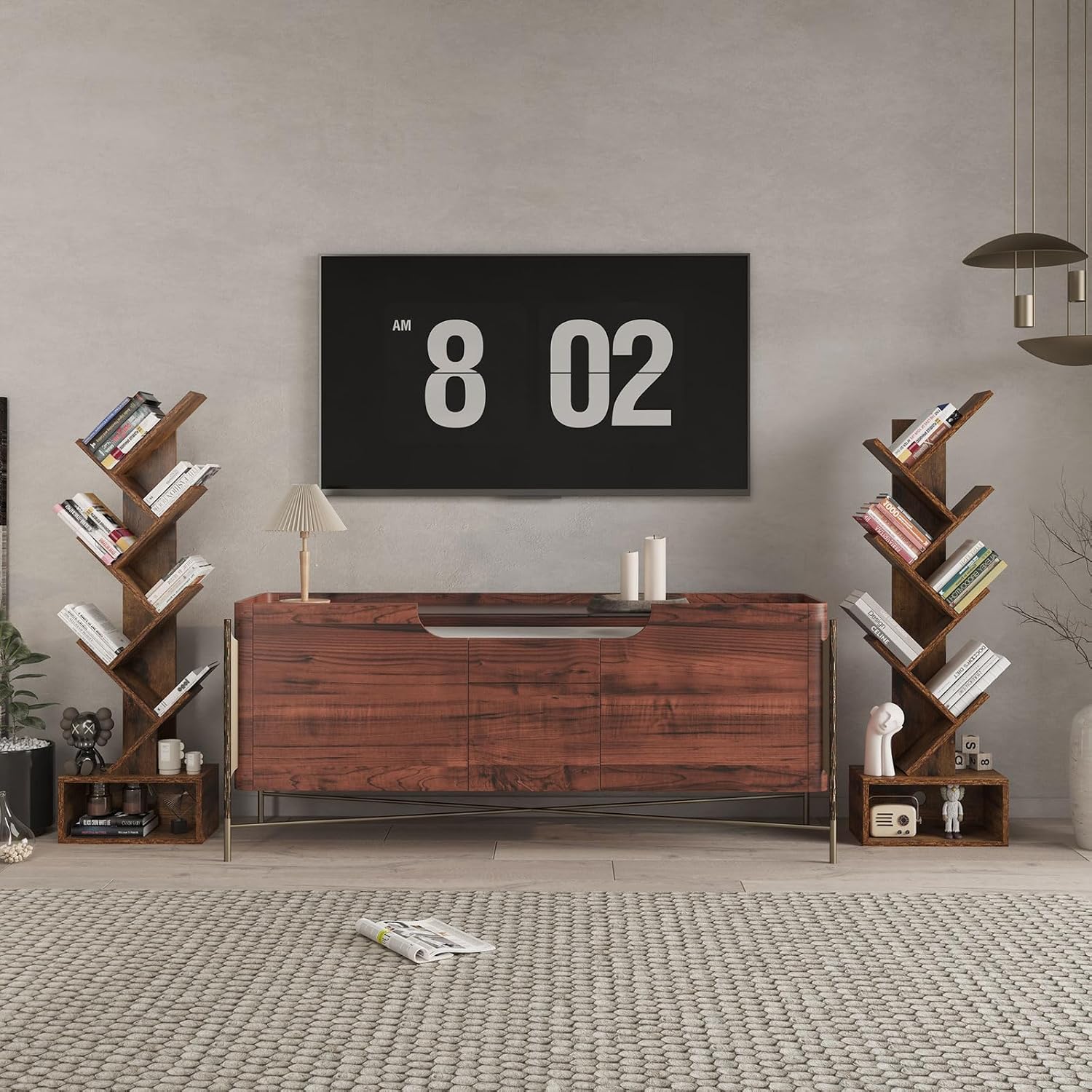 Ymyny Libreria ad Albero 6 Ripiani con Cassetti, Marrone - immagine 6