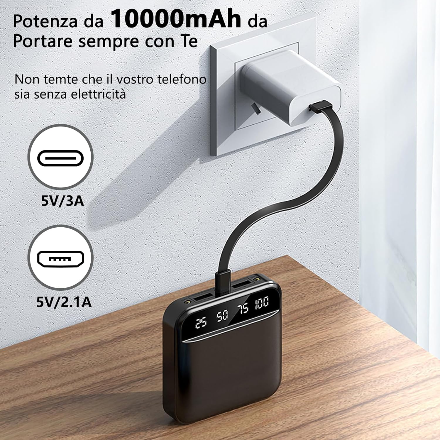 Power Bank 10000mAh Ultra Sottile con Display LCD - immagine 3