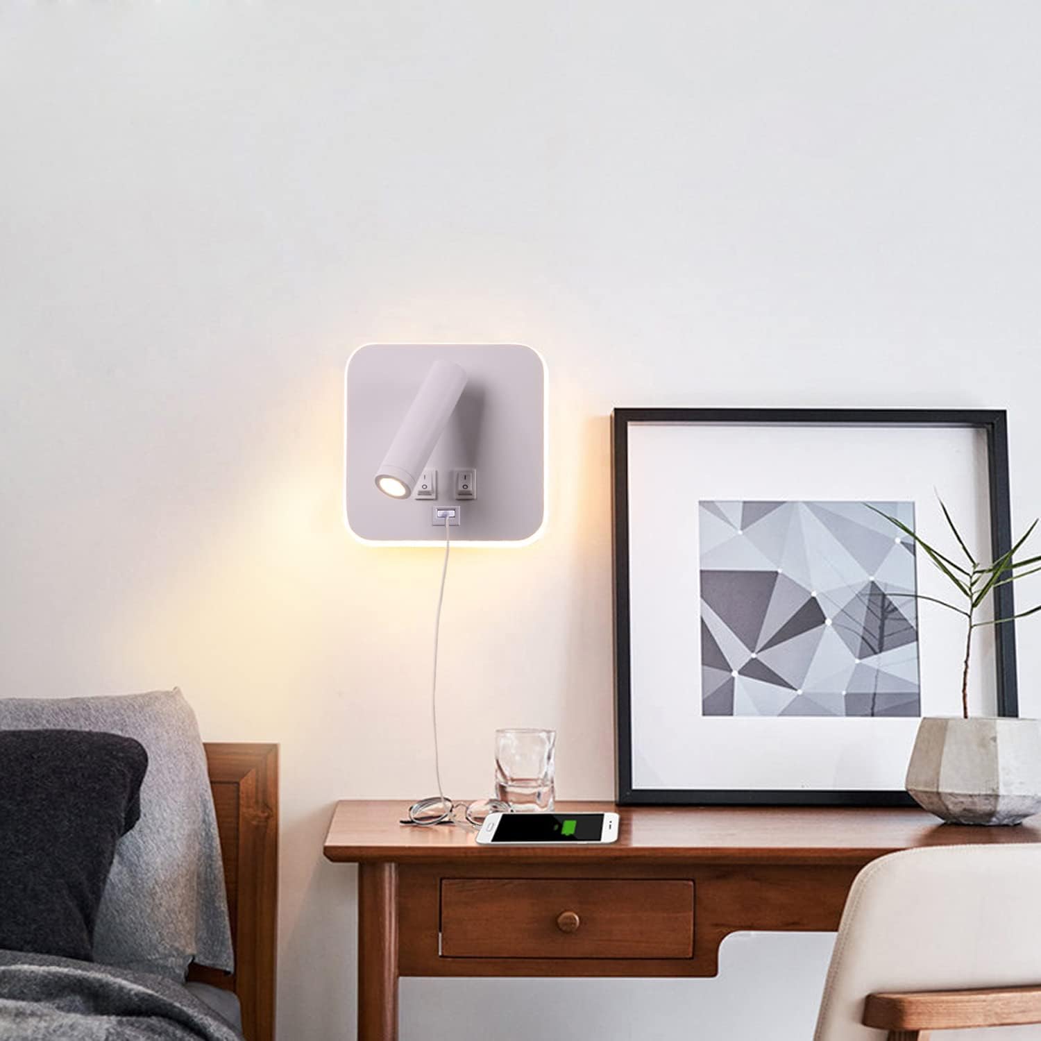 Applique da Comodino Orientabile con Porta Ricarica USB - immagine 2