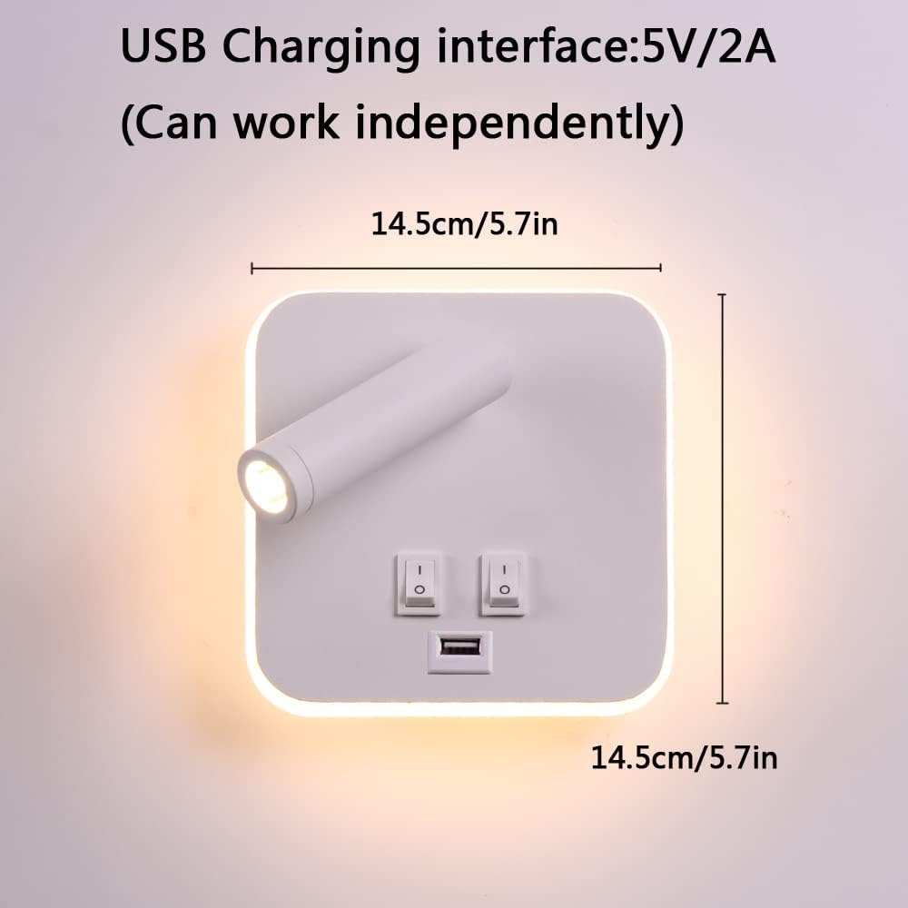 Applique da Comodino Orientabile con Porta Ricarica USB - immagine 5