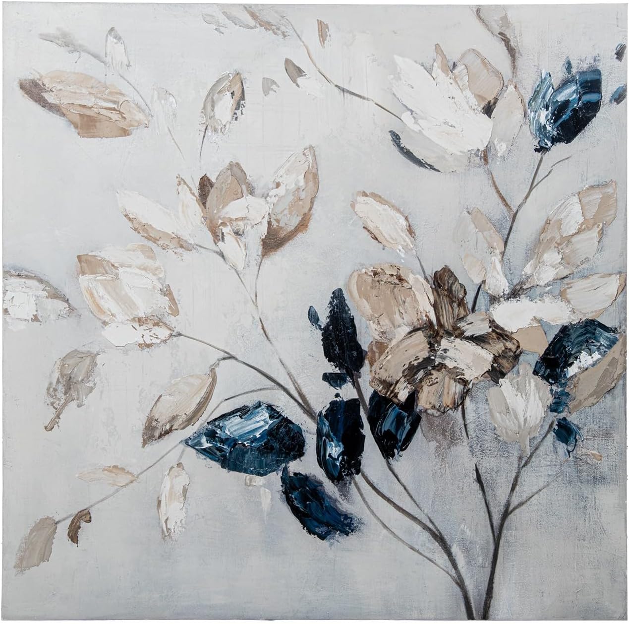 DRW Set 2 Quadri Tela Stampa Fogli e Cornice PS 100x100 cm - immagine 1