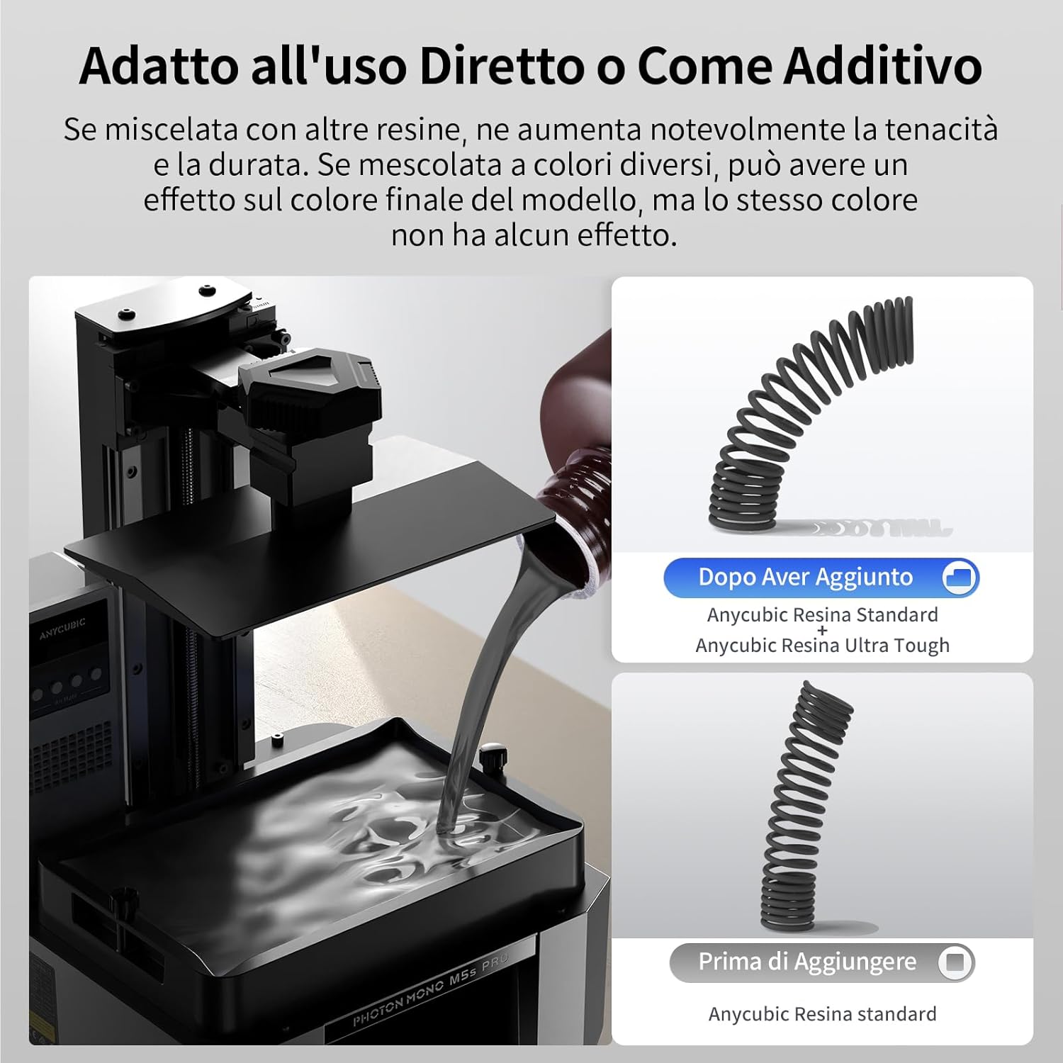 ANYCUBIC Resina Stampante 3D Ultra Tough Nera 1000g - immagine 6