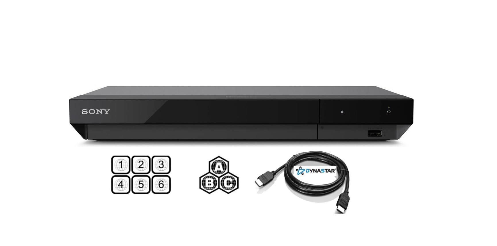 Region Free 4K UHD Blu-Ray Player Compatible with Sony UBP-X700 with UHD 4K Playback, 3D Multi Region Code Free | Blu-Ray Regions A, B, C | DVD Regions 0-8 with Dynastar 6FT HDMI Bundle