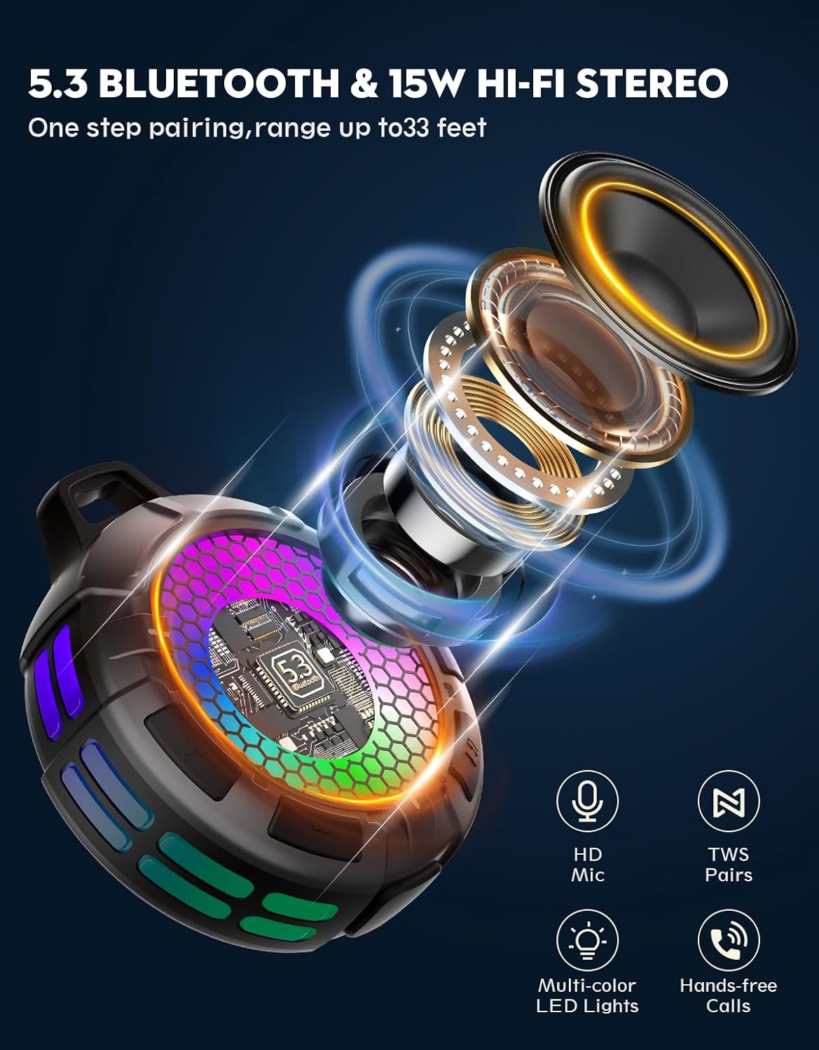 Cassa Bluetooth Doccia IPX7 Impermeabile 15W - immagine 2