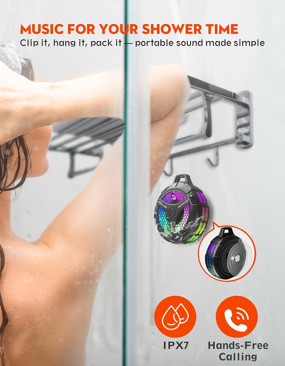 Cassa Bluetooth Doccia IPX7 Impermeabile 15W - immagine 6