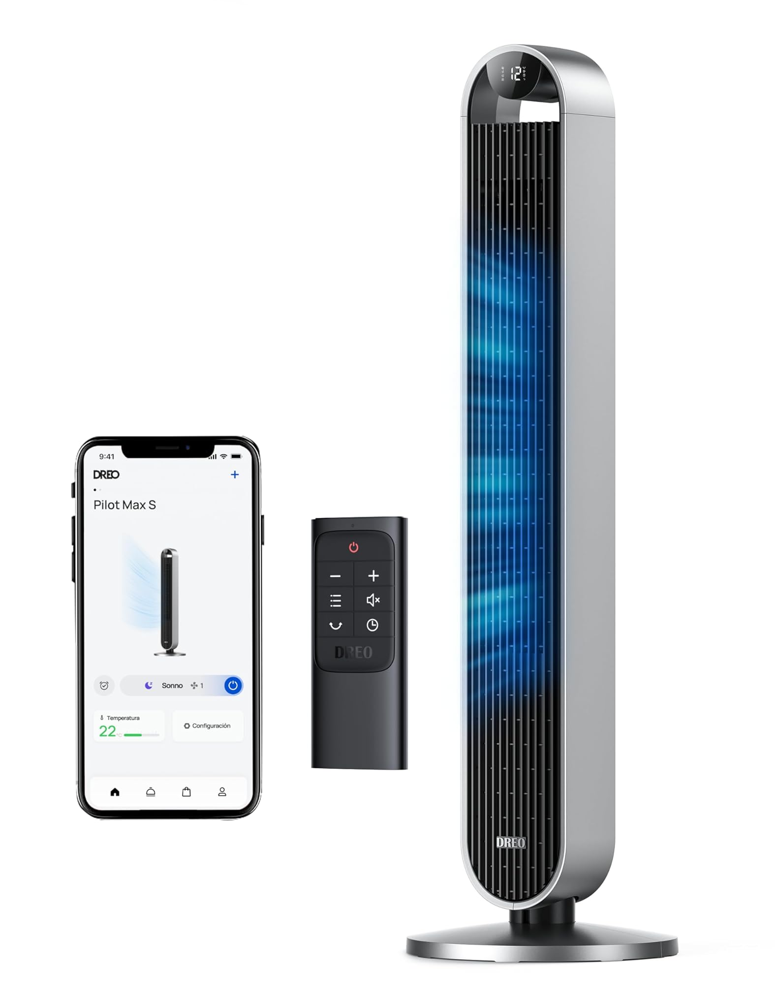 Dreo Ventilatore a Torre 25dB con Telecomando 36W