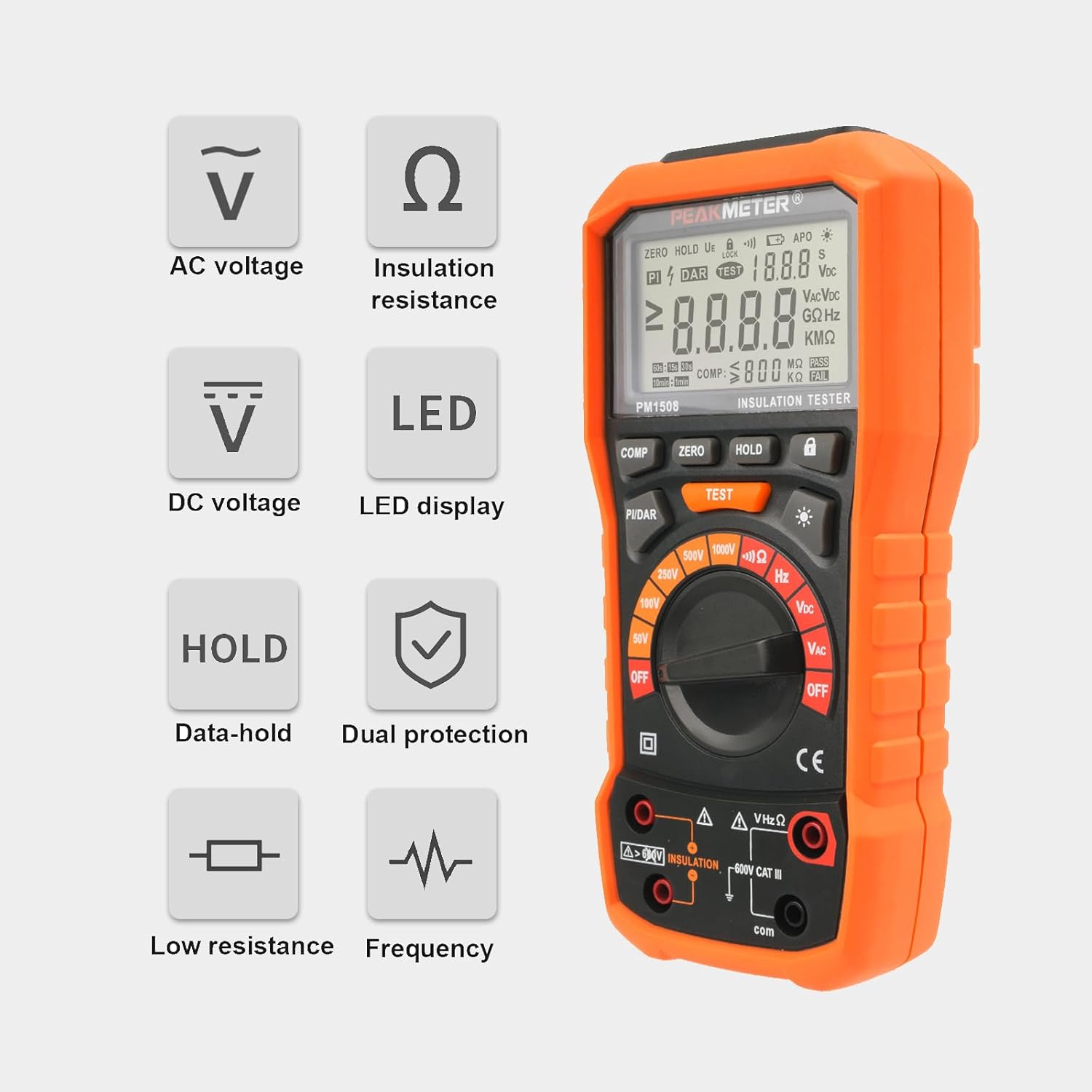 Tester di Resistenza di Isolamento Digitale 1000V AC/DC - immagine 2