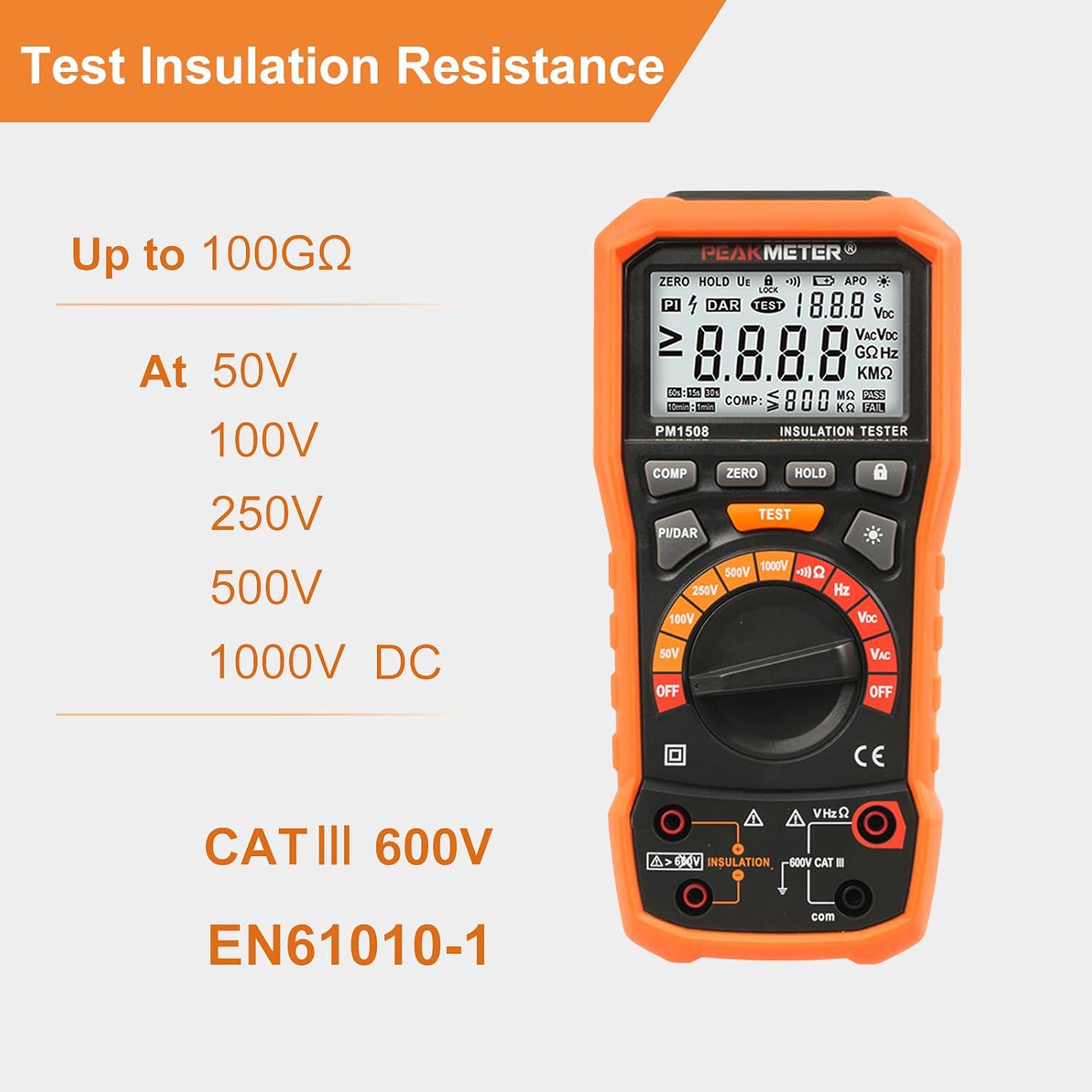 Tester di Resistenza di Isolamento Digitale 1000V AC/DC - immagine 3