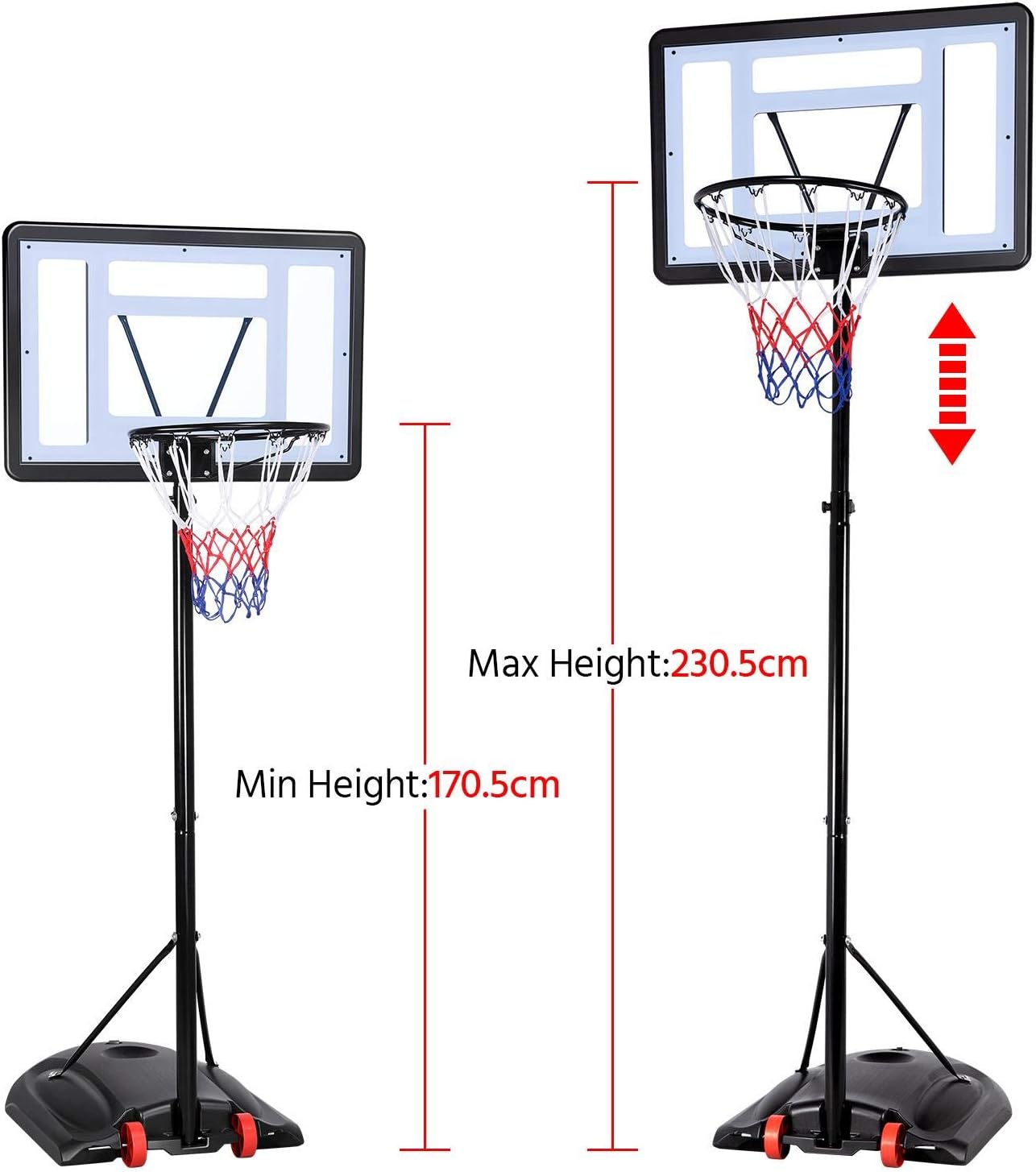 Yaheetech Canestro Basket Altezza Regolabile 219-279cm - immagine 3
