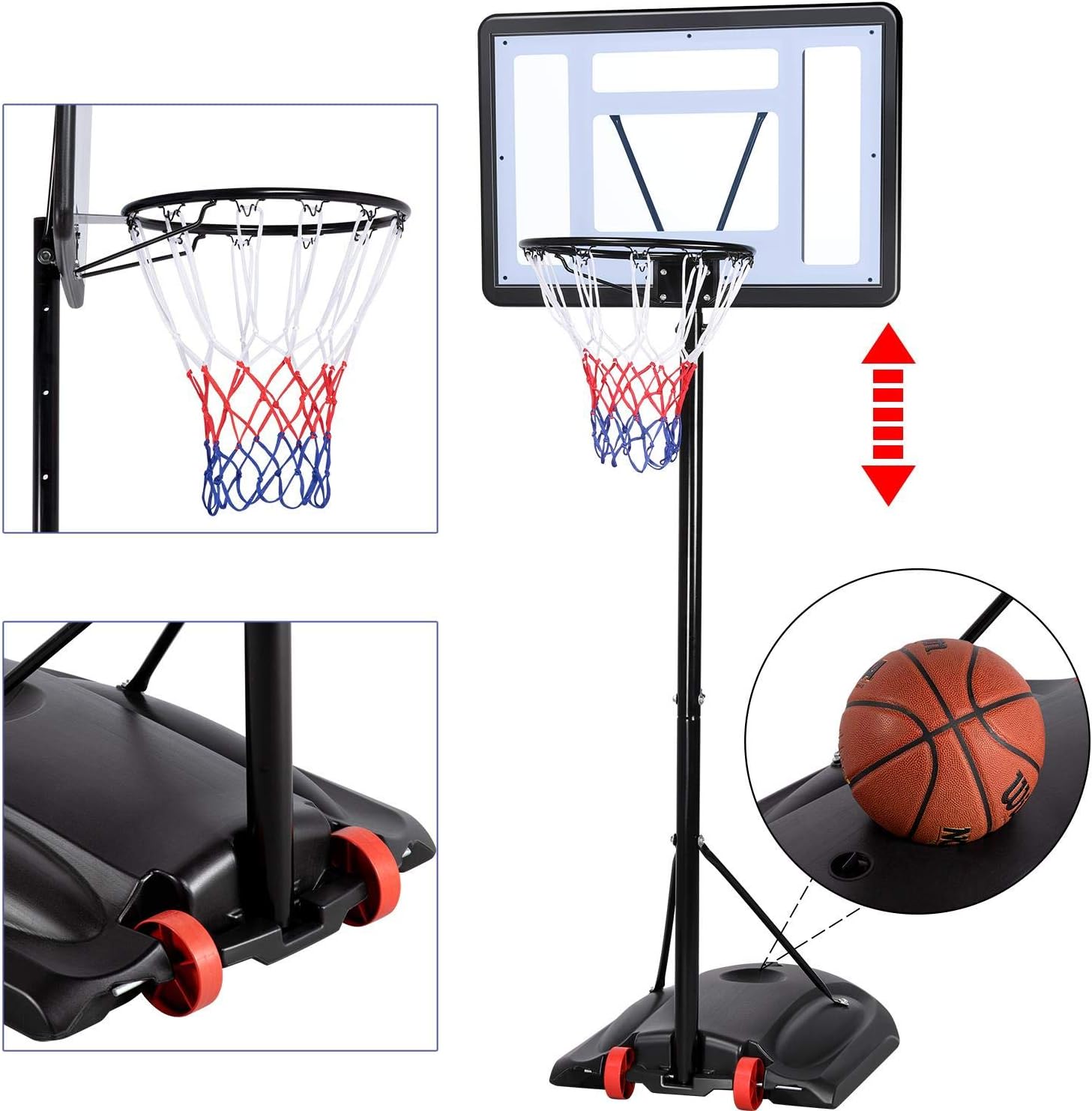 Yaheetech Canestro Basket Altezza Regolabile 219-279cm - immagine 4