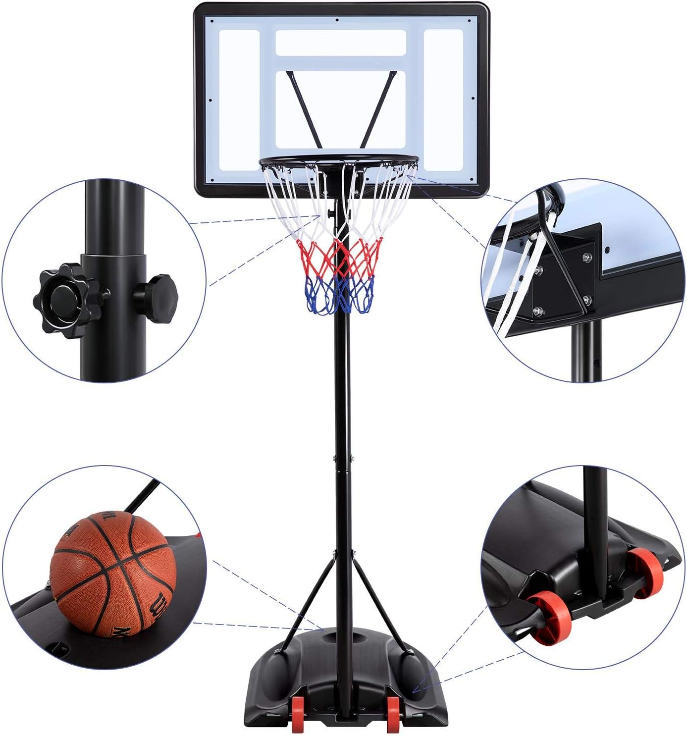 Yaheetech Canestro Basket Altezza Regolabile 219-279cm - immagine 6