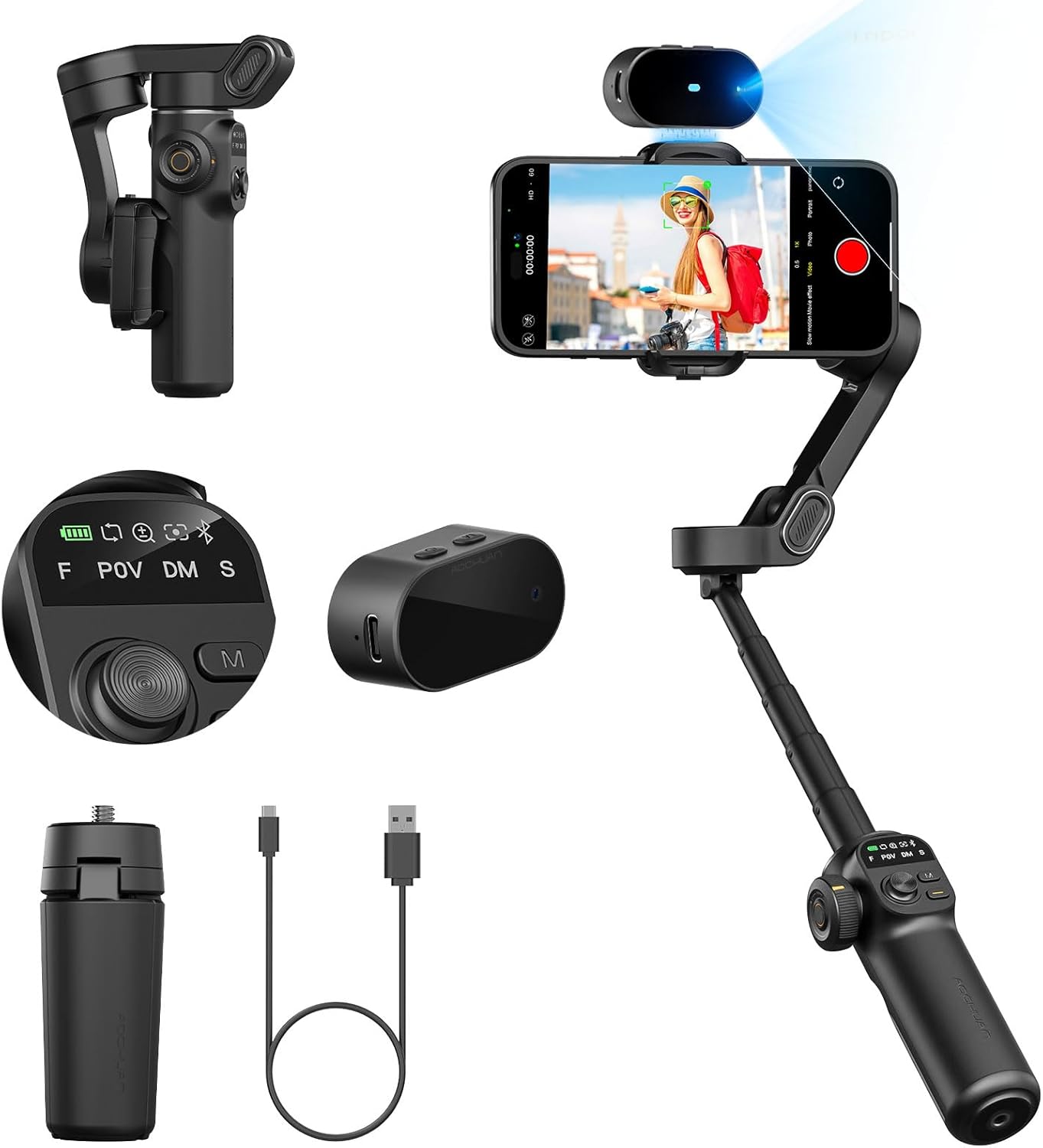 Aochuan Smart X2AI - Gimbal Stabilizzatore Smartphone 3 Assi, Nero - immagine 1