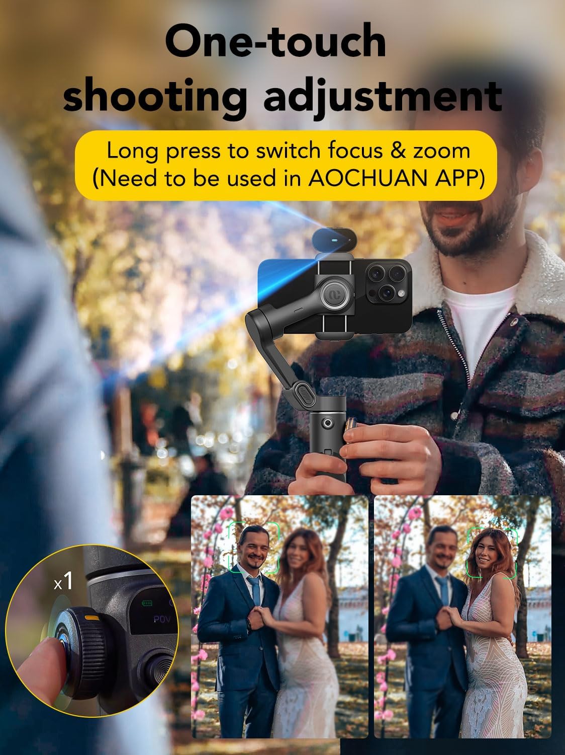 Aochuan Smart X2AI - Gimbal Stabilizzatore Smartphone 3 Assi, Nero - immagine 4