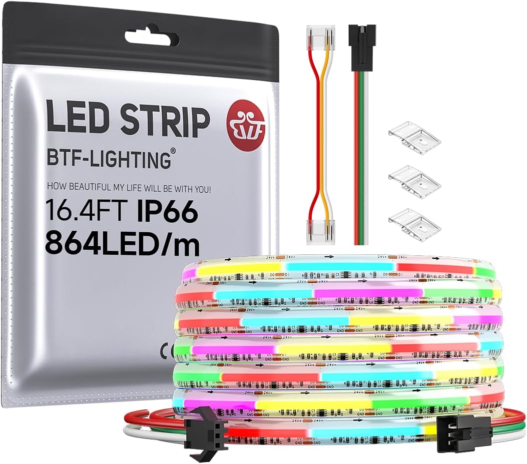 Btf-lighting FCOB COB RGB WS2811 Striscia LED 5M IP66 - immagine 1