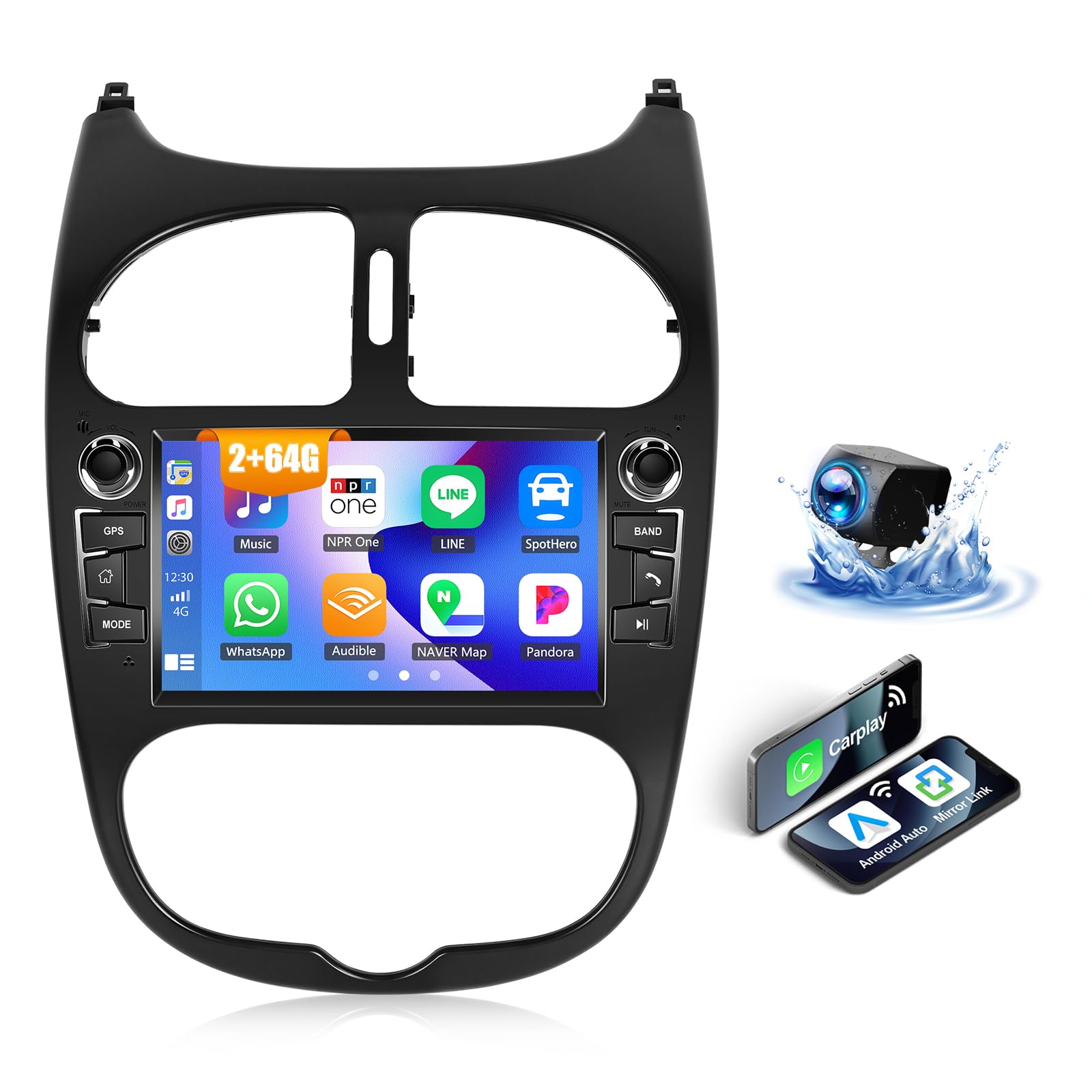 Oiliehu Android 13 Autoradio 7" per Peugeot 206/Citroen C2