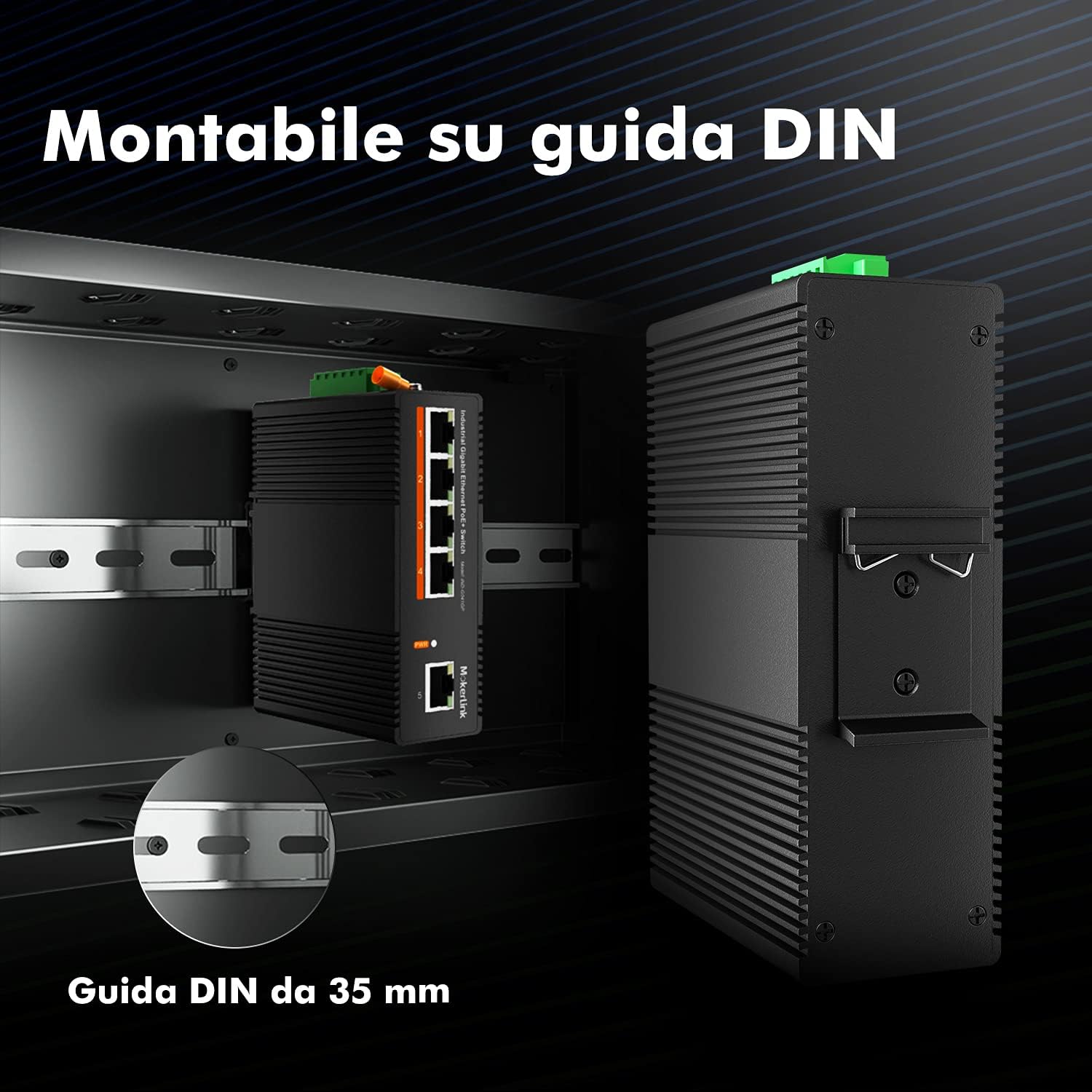 Mokerlink Switch Ethernet Industriale Gigabit PoE 5 Porte - immagine 7
