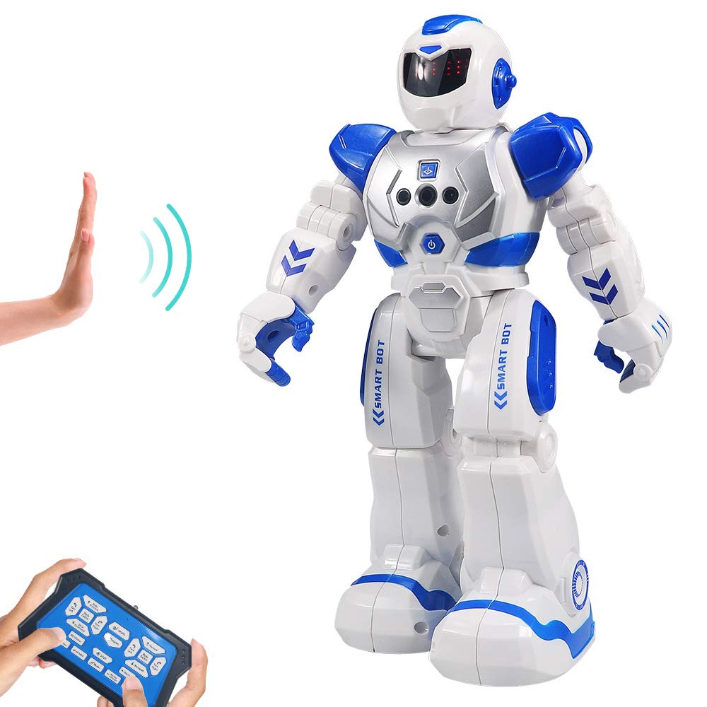 HUSAN RC Robot Intelligente Interattivo per Bambini, Blu