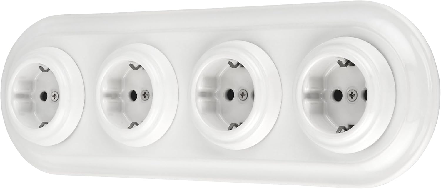 Presa Incasso Porcellana Retrò 4 Prese All-in-One