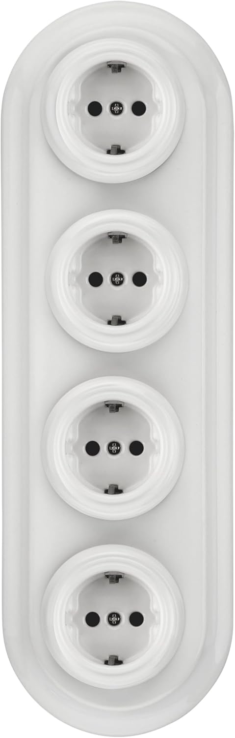 Presa Incasso Porcellana Retrò 4 Prese All-in-One - immagine 2