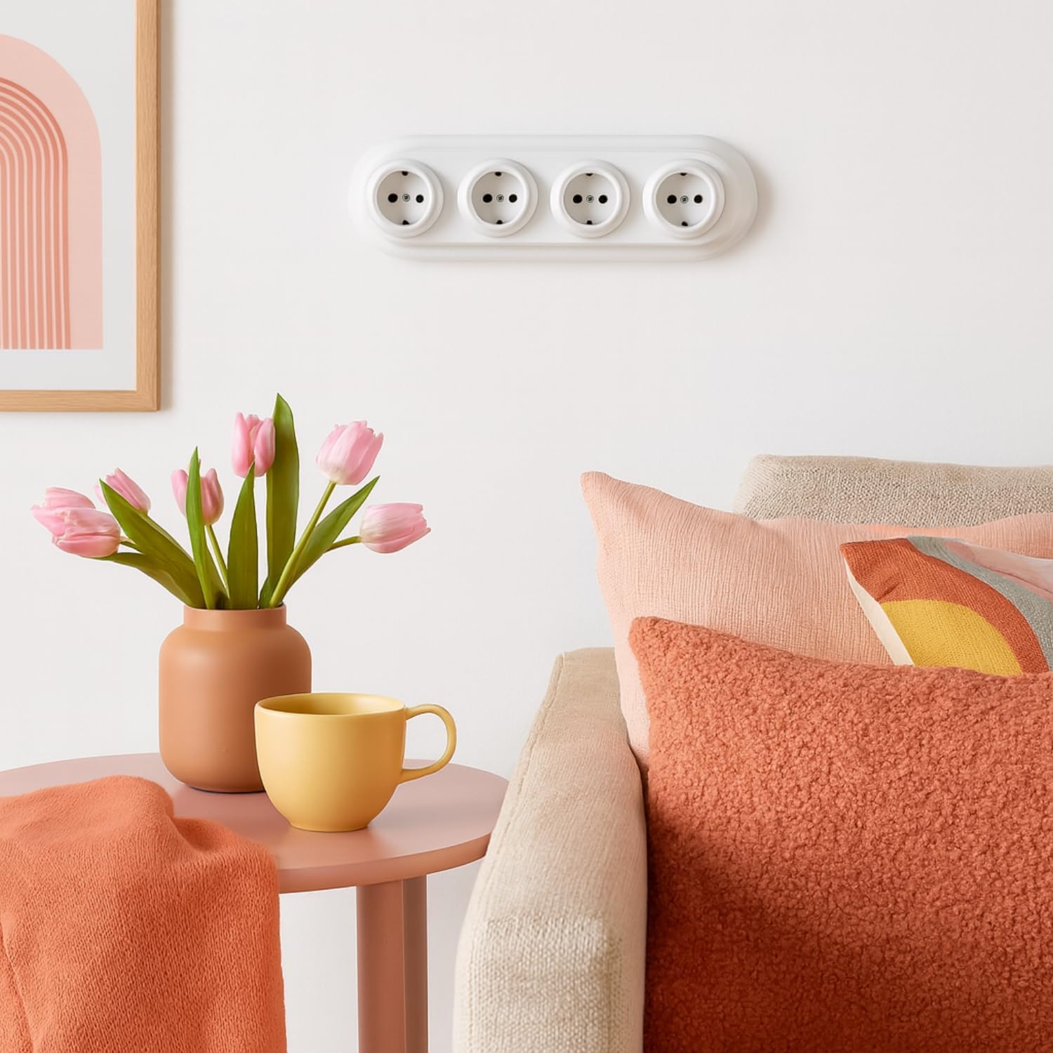 Presa Incasso Porcellana Retrò 4 Prese All-in-One - immagine 4