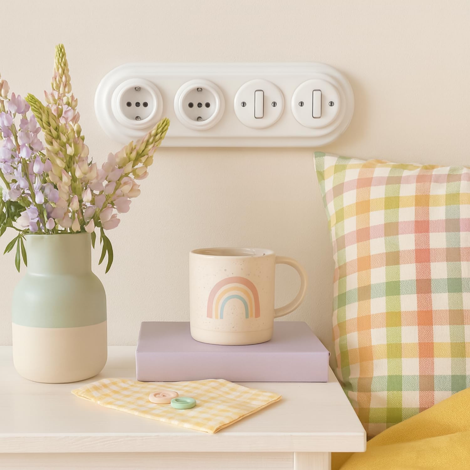 Presa Incasso Porcellana Retrò 4 Prese All-in-One - immagine 5