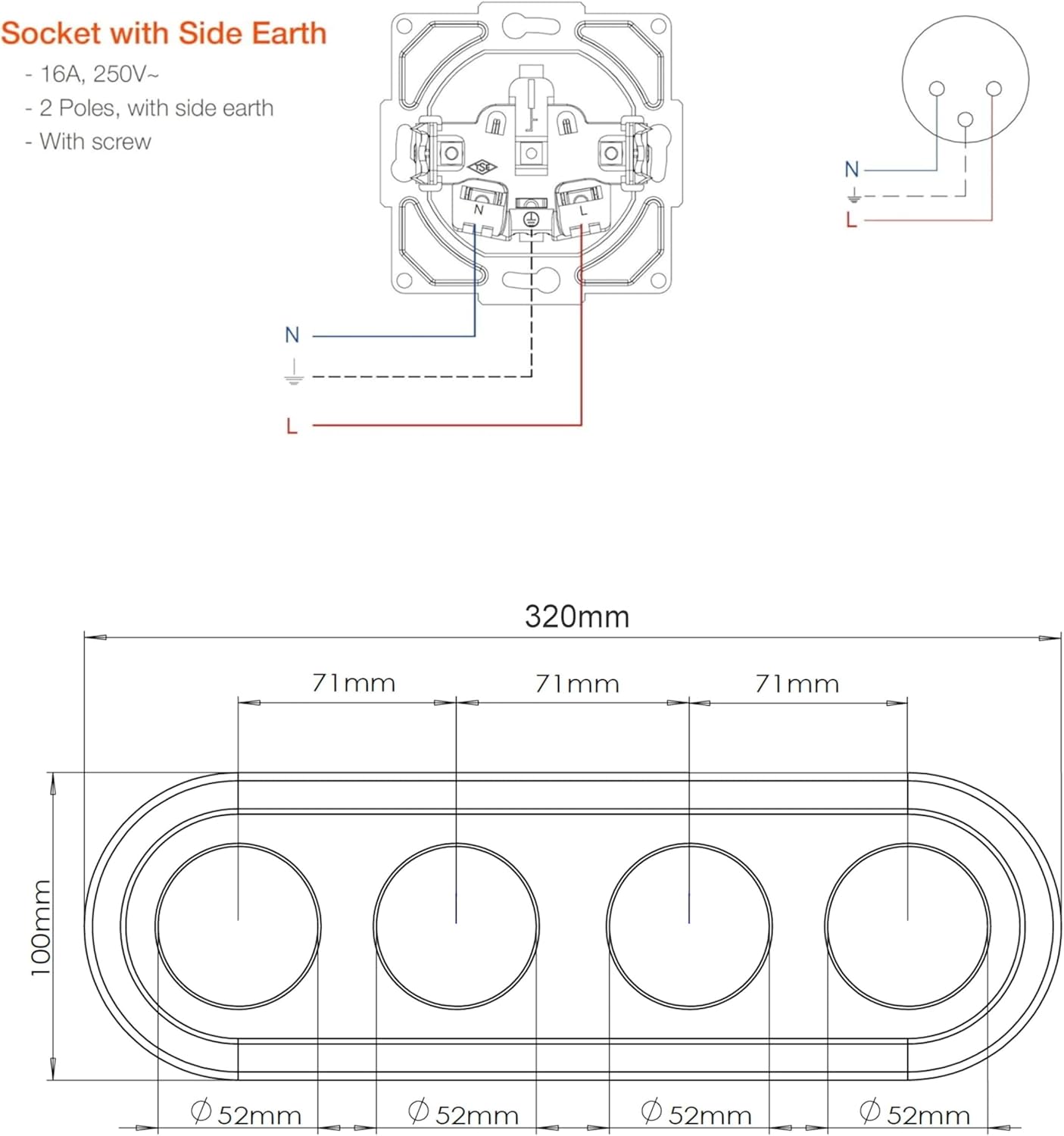 Presa Incasso Porcellana Retrò 4 Prese All-in-One - immagine 8