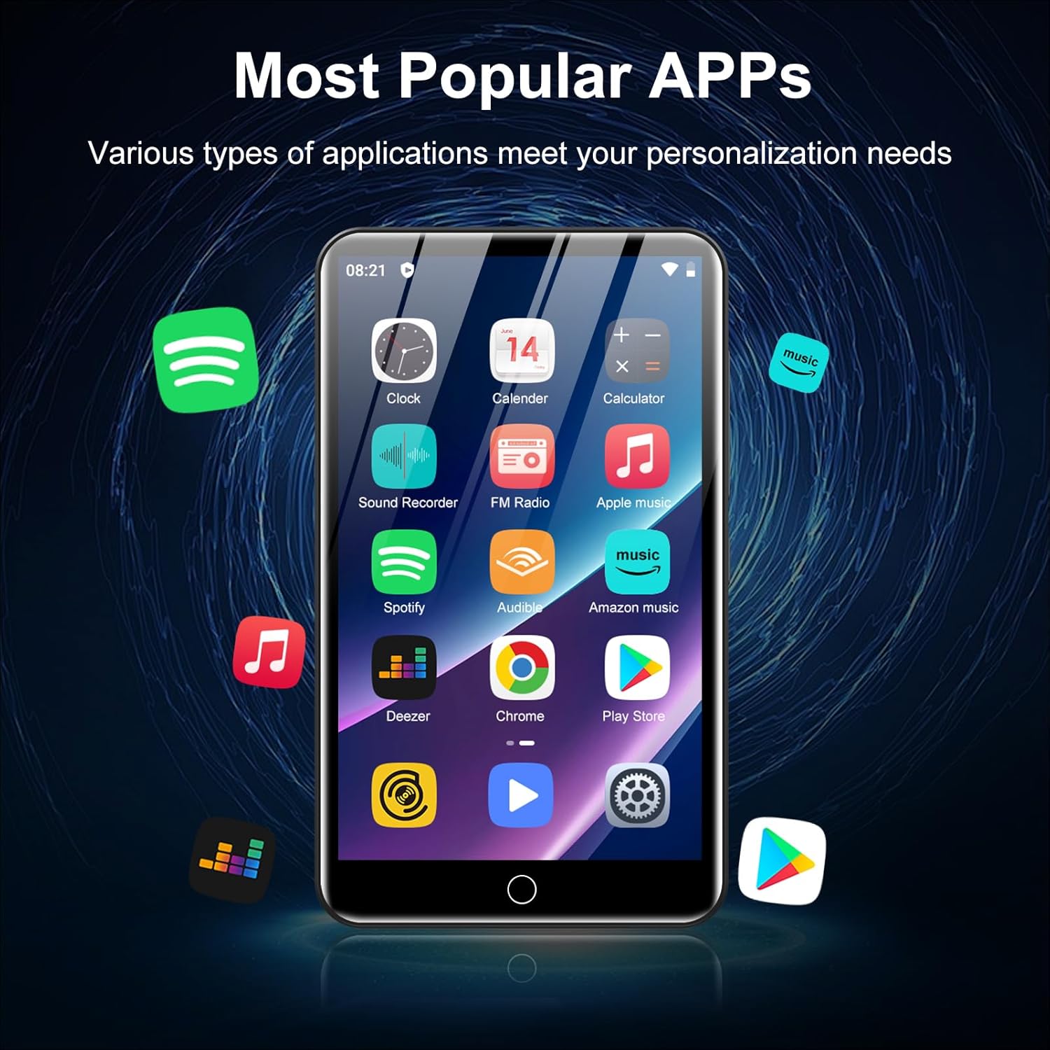 Zaqe Lettore MP3 con Bluetooth e WiFi 80GB, Android - immagine 2