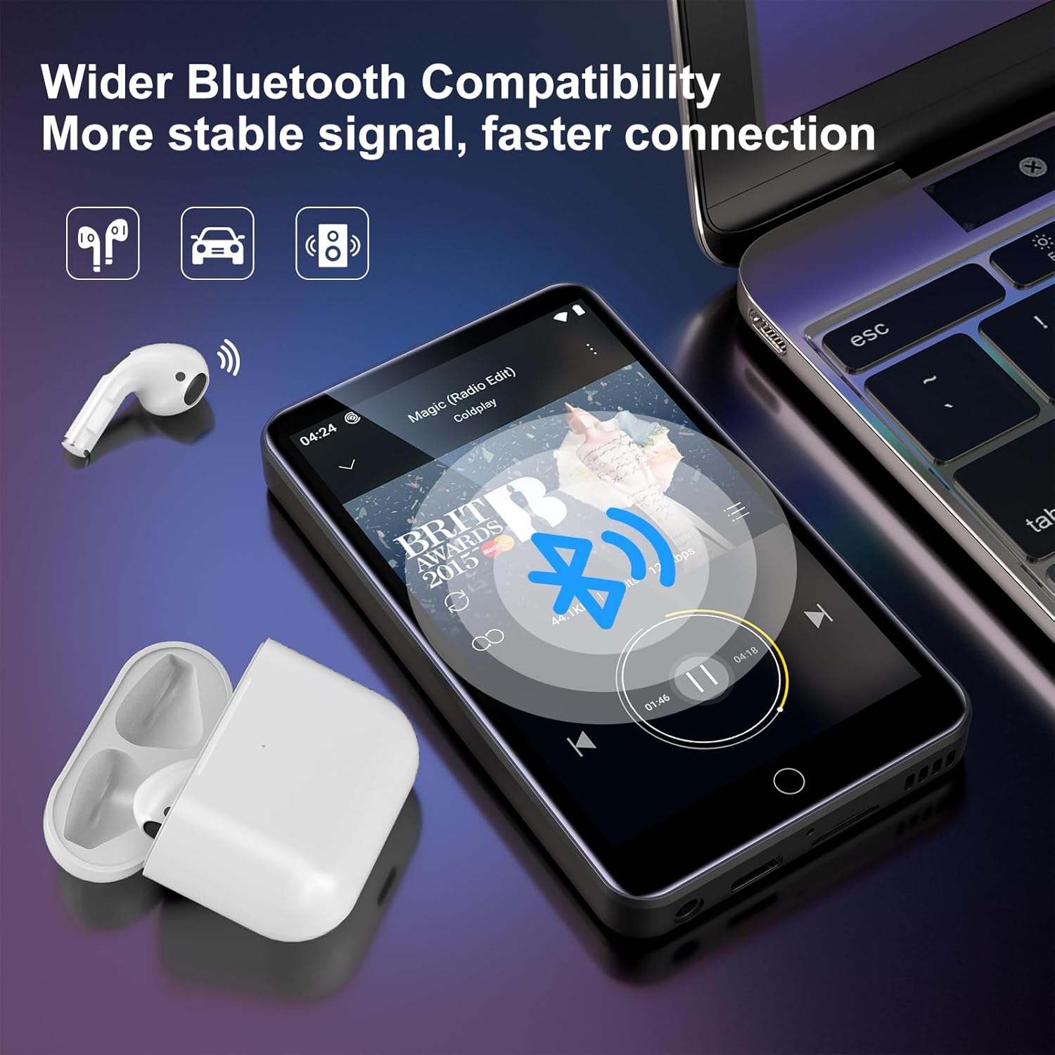 Zaqe Lettore MP3 con Bluetooth e WiFi 80GB, Android - immagine 7