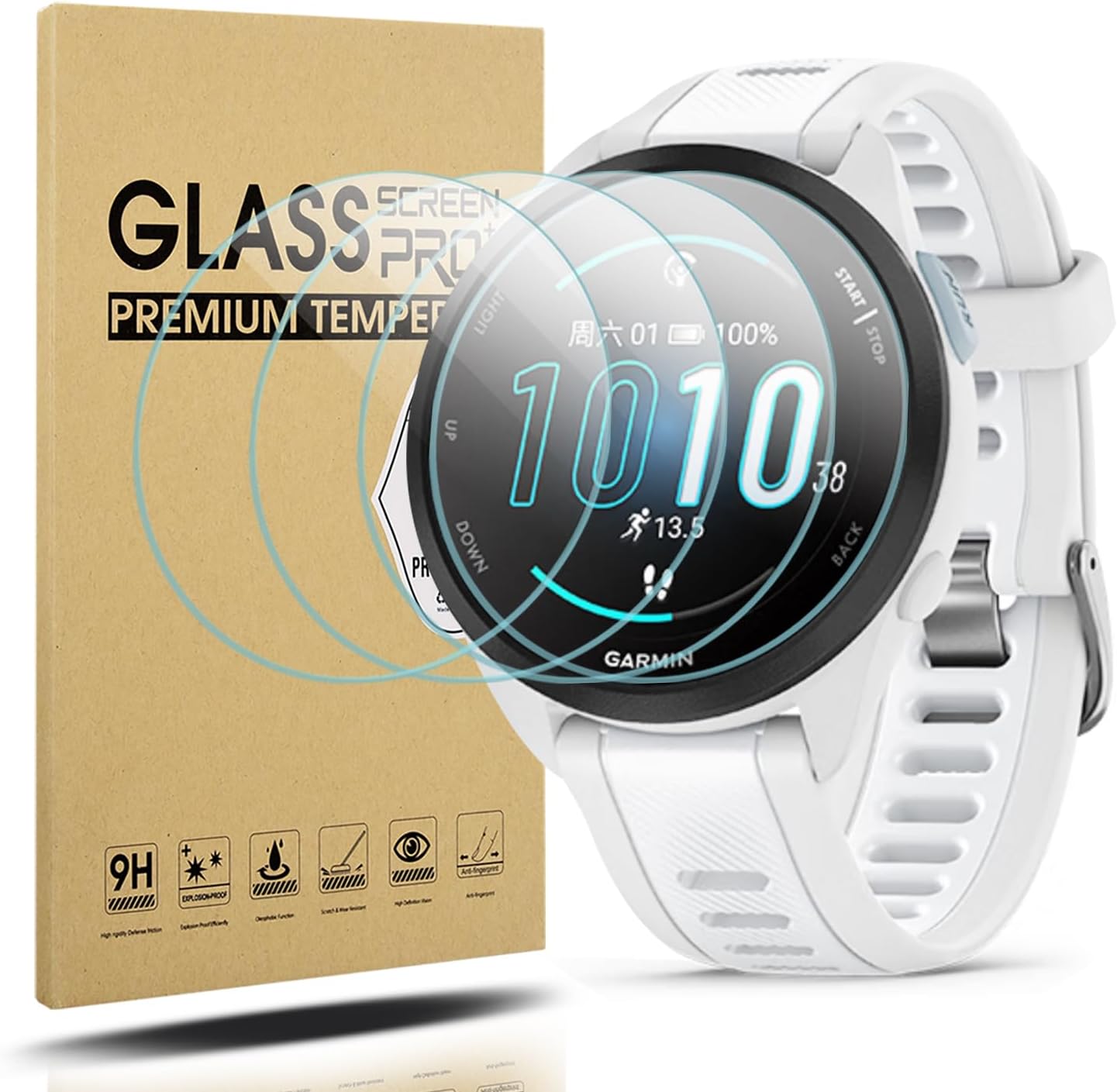 Diruite 4 Pezzi Vetro Temperato per Garmin Forerunner 165 - immagine 1