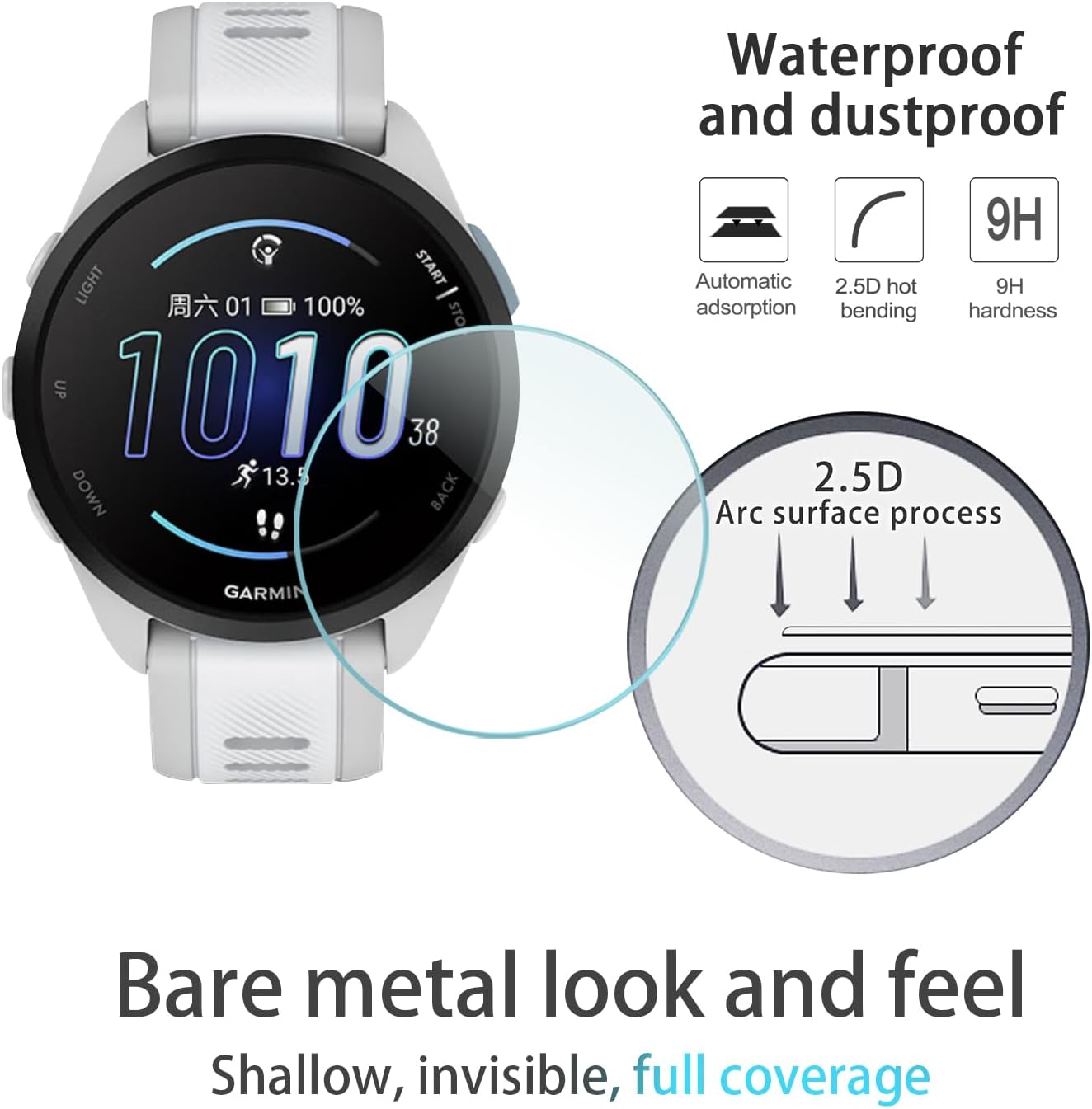 Diruite 4 Pezzi Vetro Temperato per Garmin Forerunner 165 - immagine 4