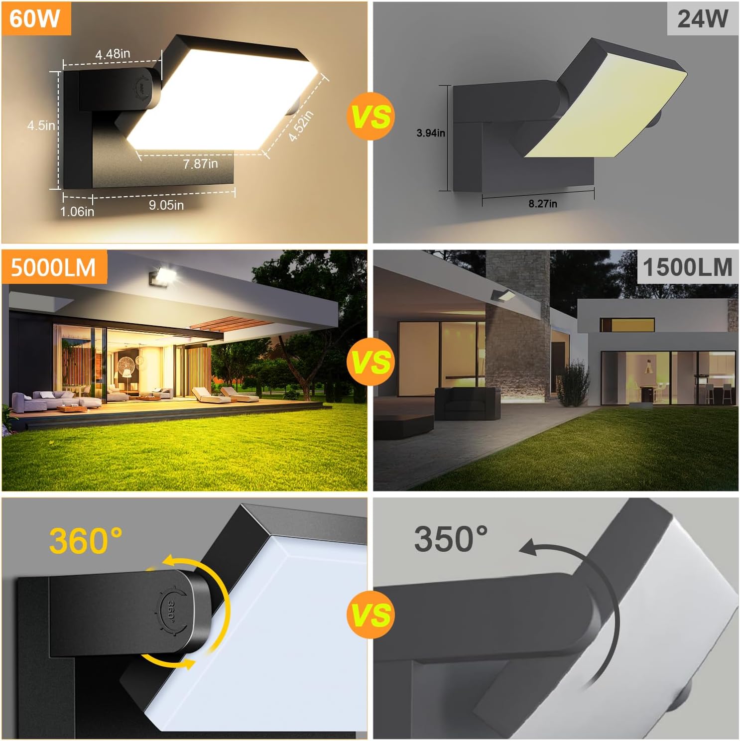 Ledmo 4 Applique da Parete Esterno/Interno 60W Nere - immagine 5