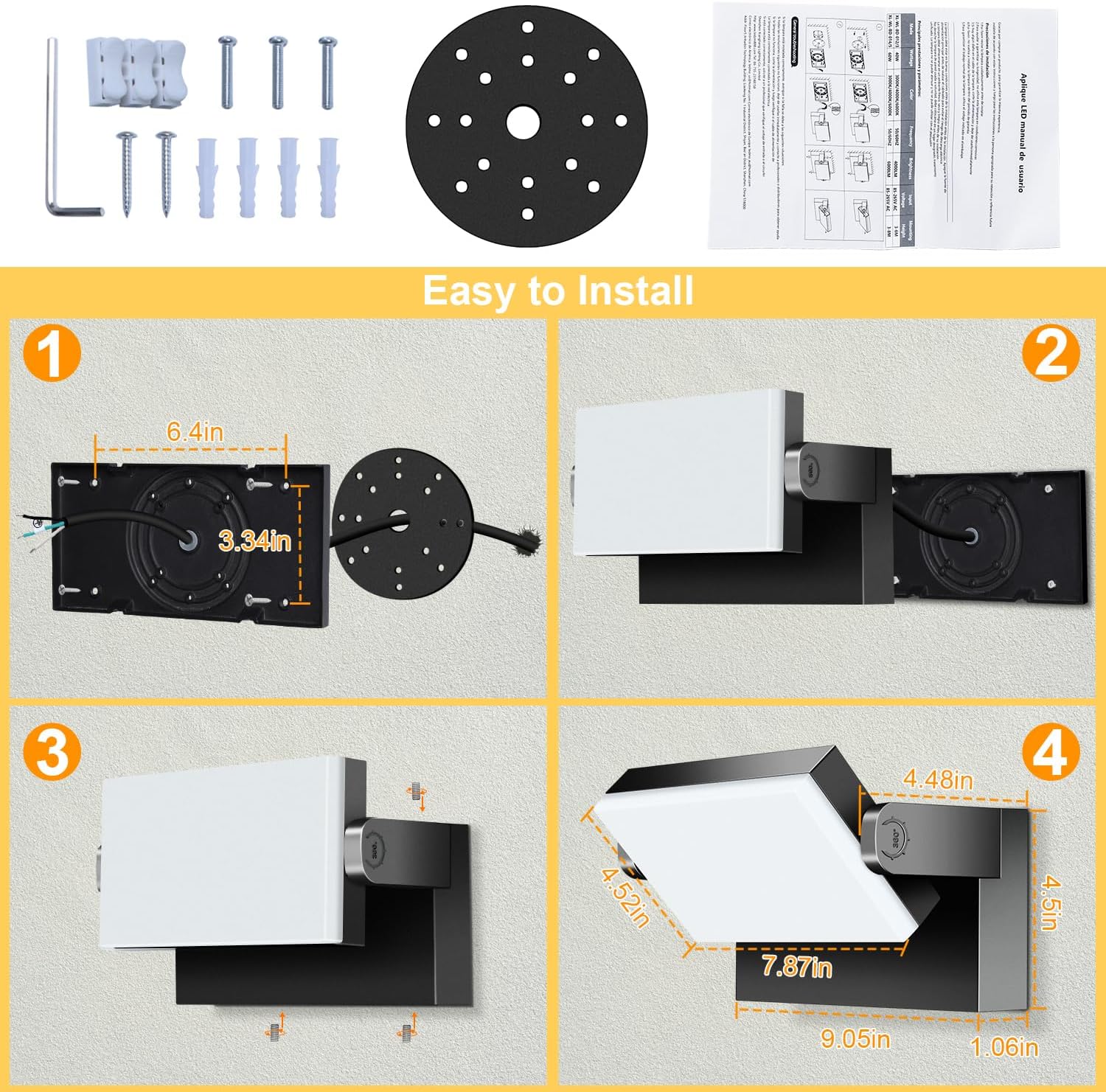 Ledmo 4 Applique da Parete Esterno/Interno 60W Nere - immagine 7
