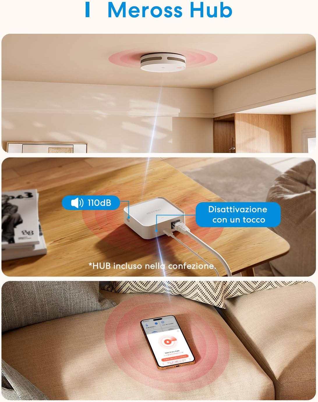 Meross Matter Rilevatore di Fumo WiFi - 3 Pezzi - immagine 7