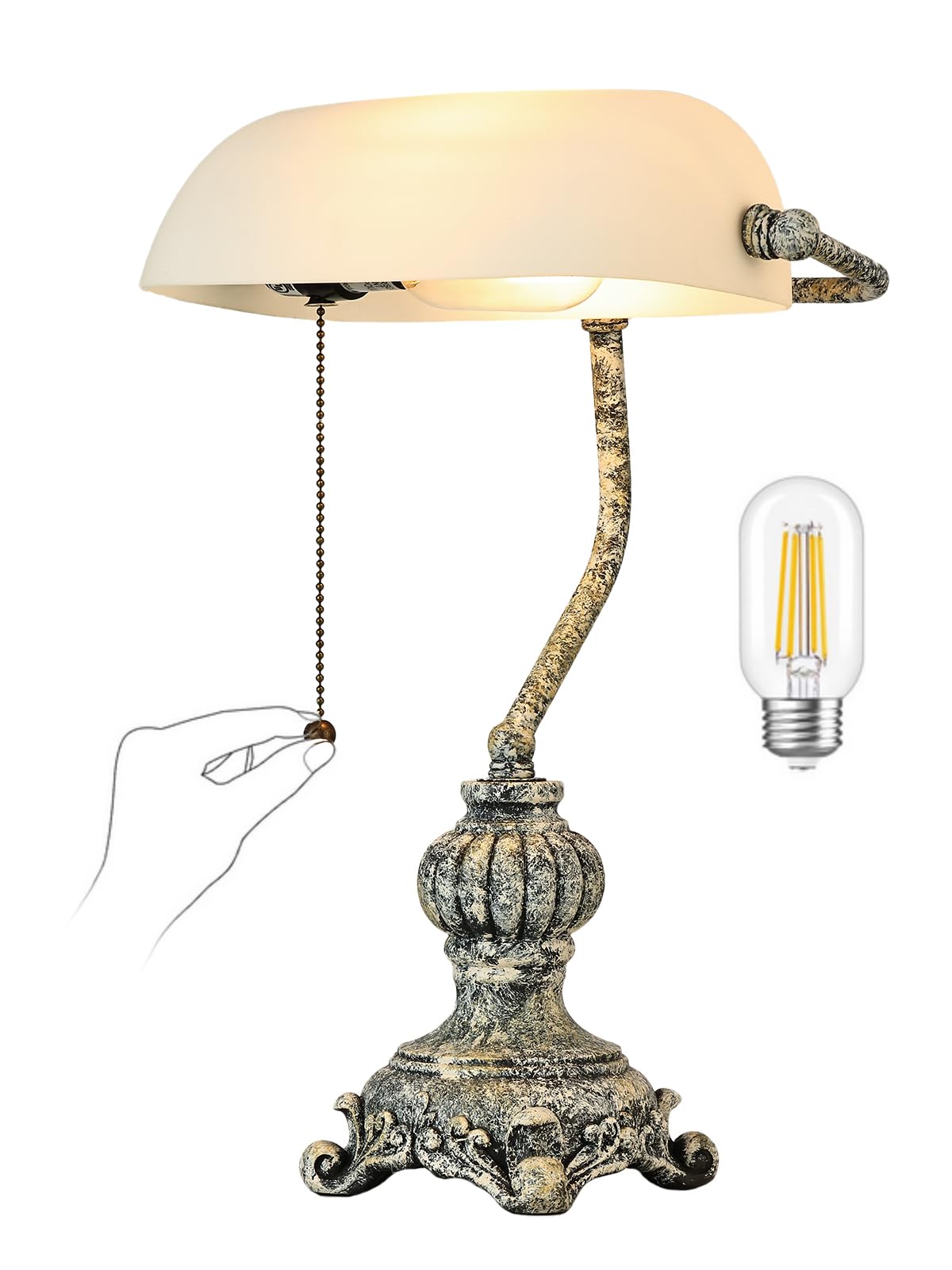 Newrays Lampada da Scrivania Retrò in Vetro Opaco