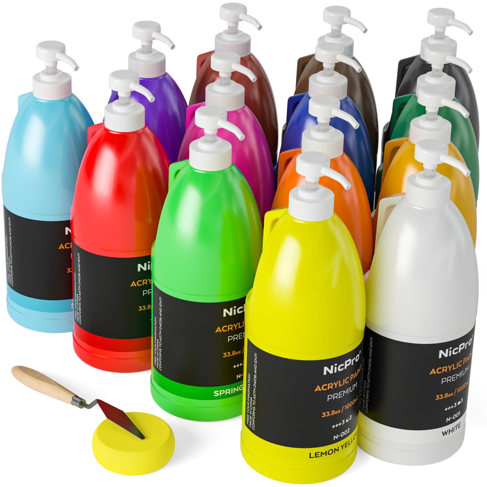 Nicpro Set Colori Acrilici 14 Colori (1000ml x 14)
