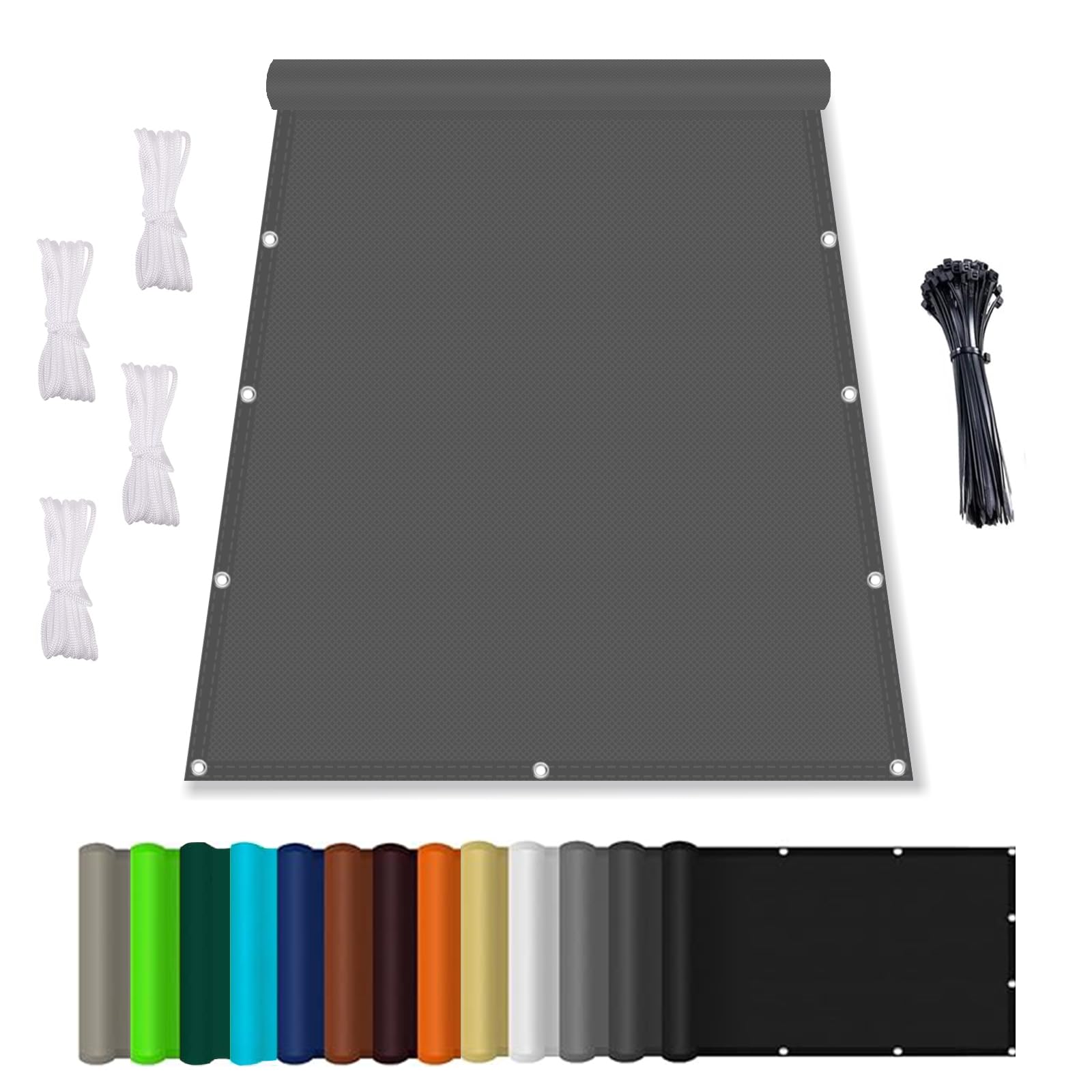 Tenda da Sole Impermeabile Rettangolare 2x4m, Grigio Scuro