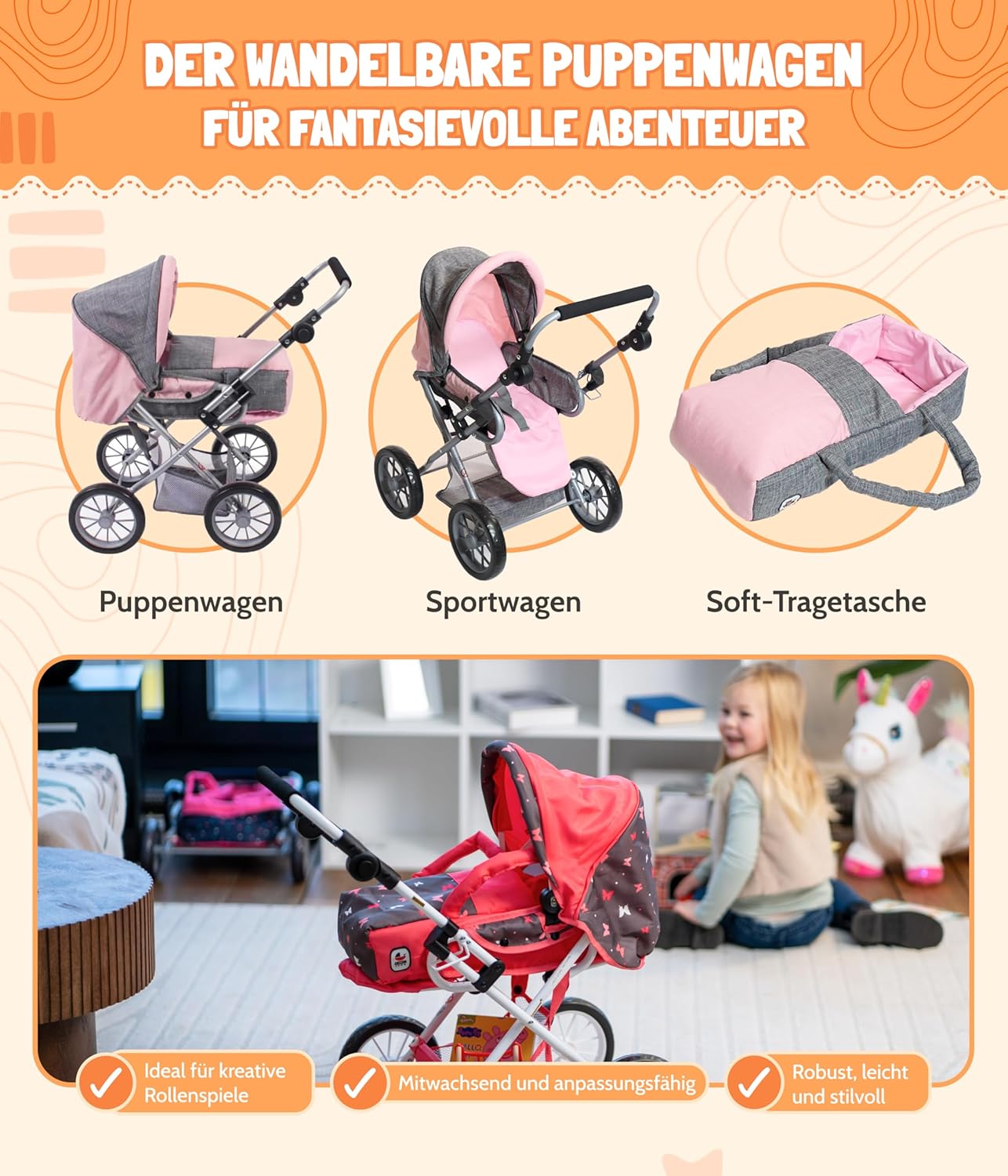 Bayer Chic 2000 - Passeggino Leni 2 in 1, Fiori Lilla - immagine 3