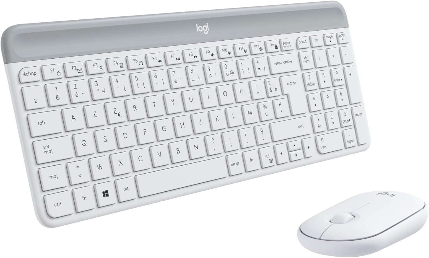Logitech MK470 Kit Mouse e Tastiera, Layout Francese Azerty, Bianco - immagine 1